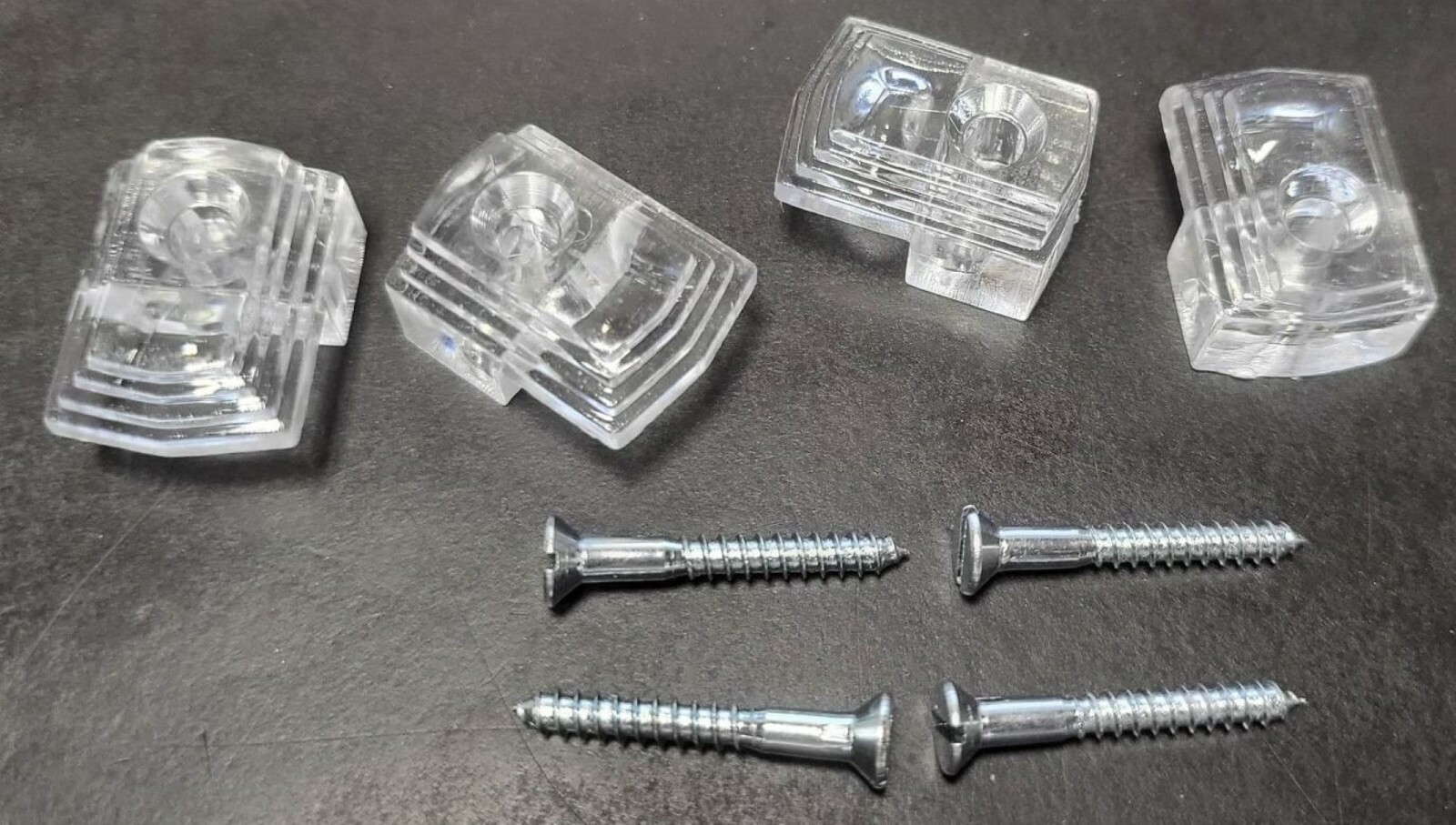 4 Clear Plastic Mirror Mount Clip glass picture screw art wall stick hang new
