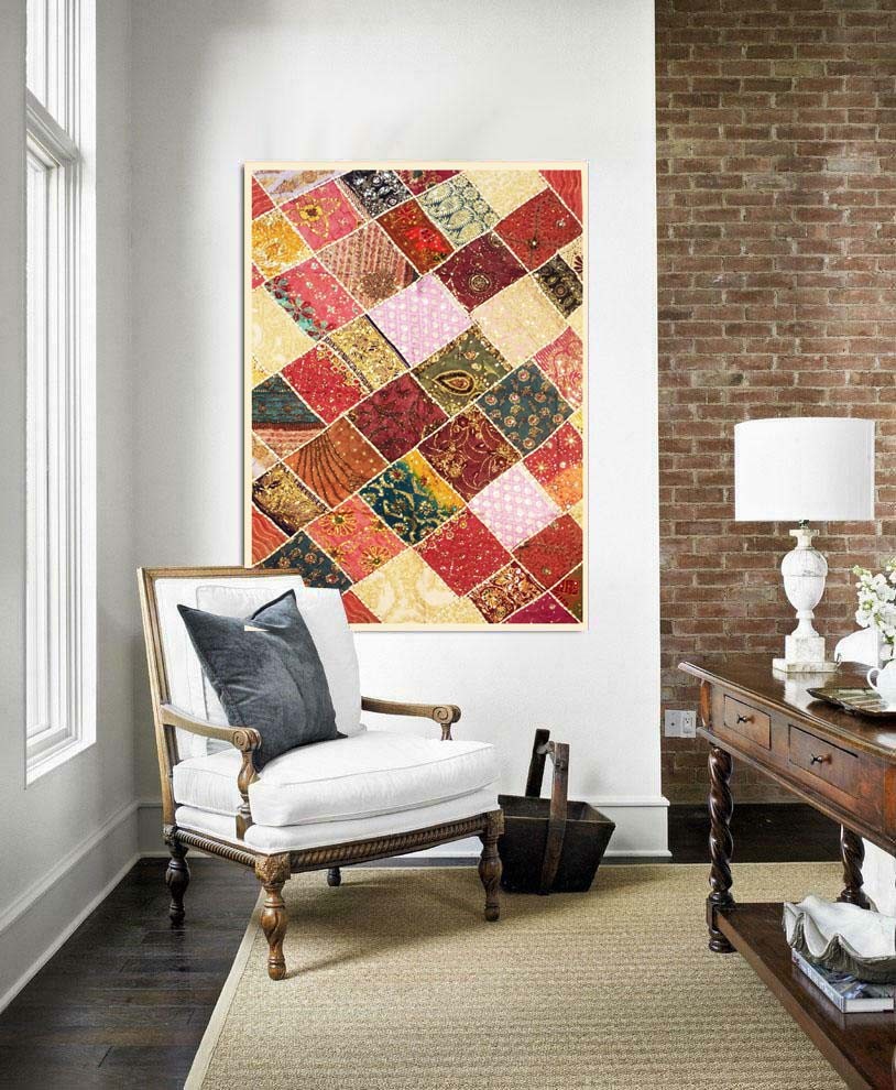 Wedding Gift Home Cotton Handmade Throw Tapestry Patchwork Decor Wall Hanging