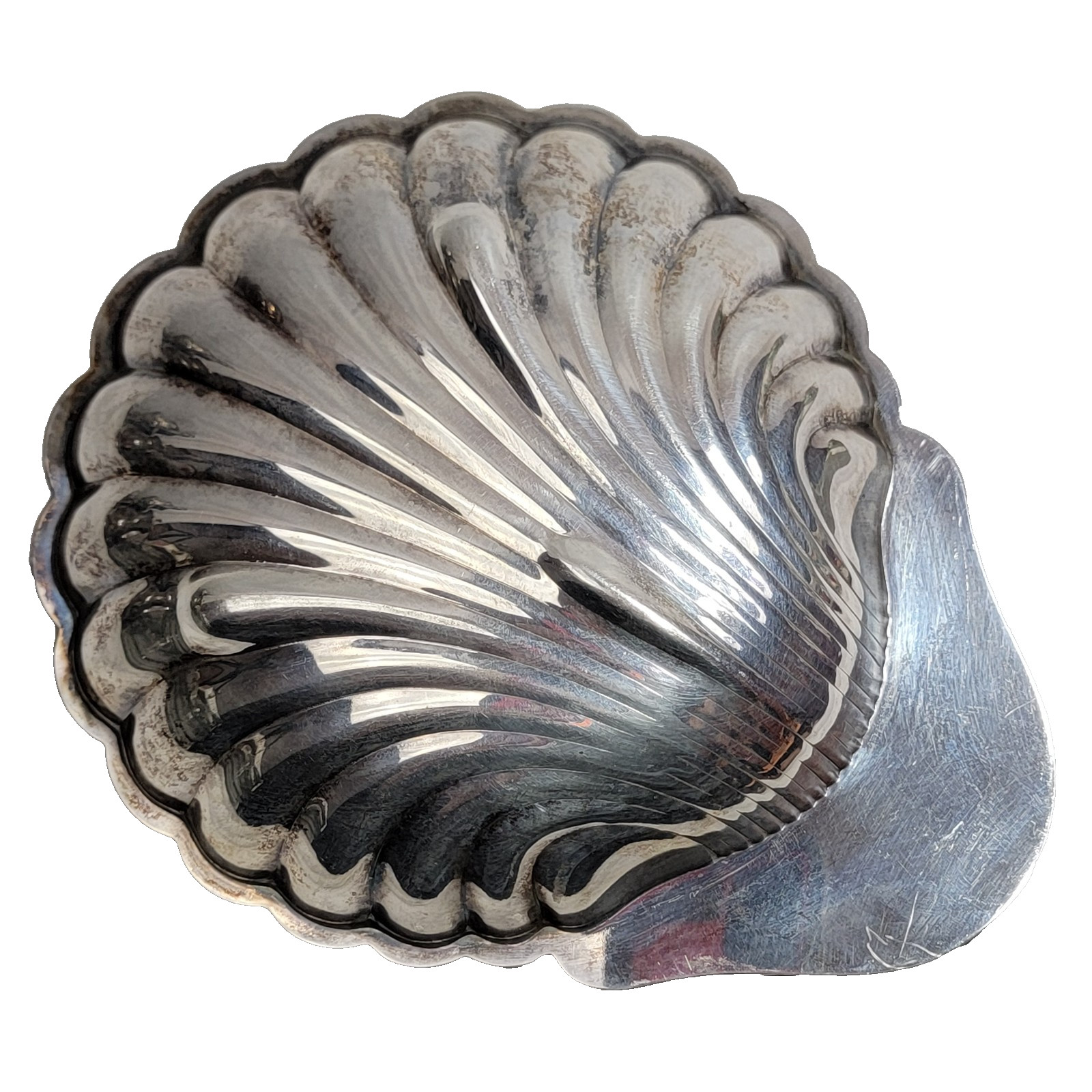 Vintage Silverplate Clamshell Candy Nut Trinket Dish with Grapes Design