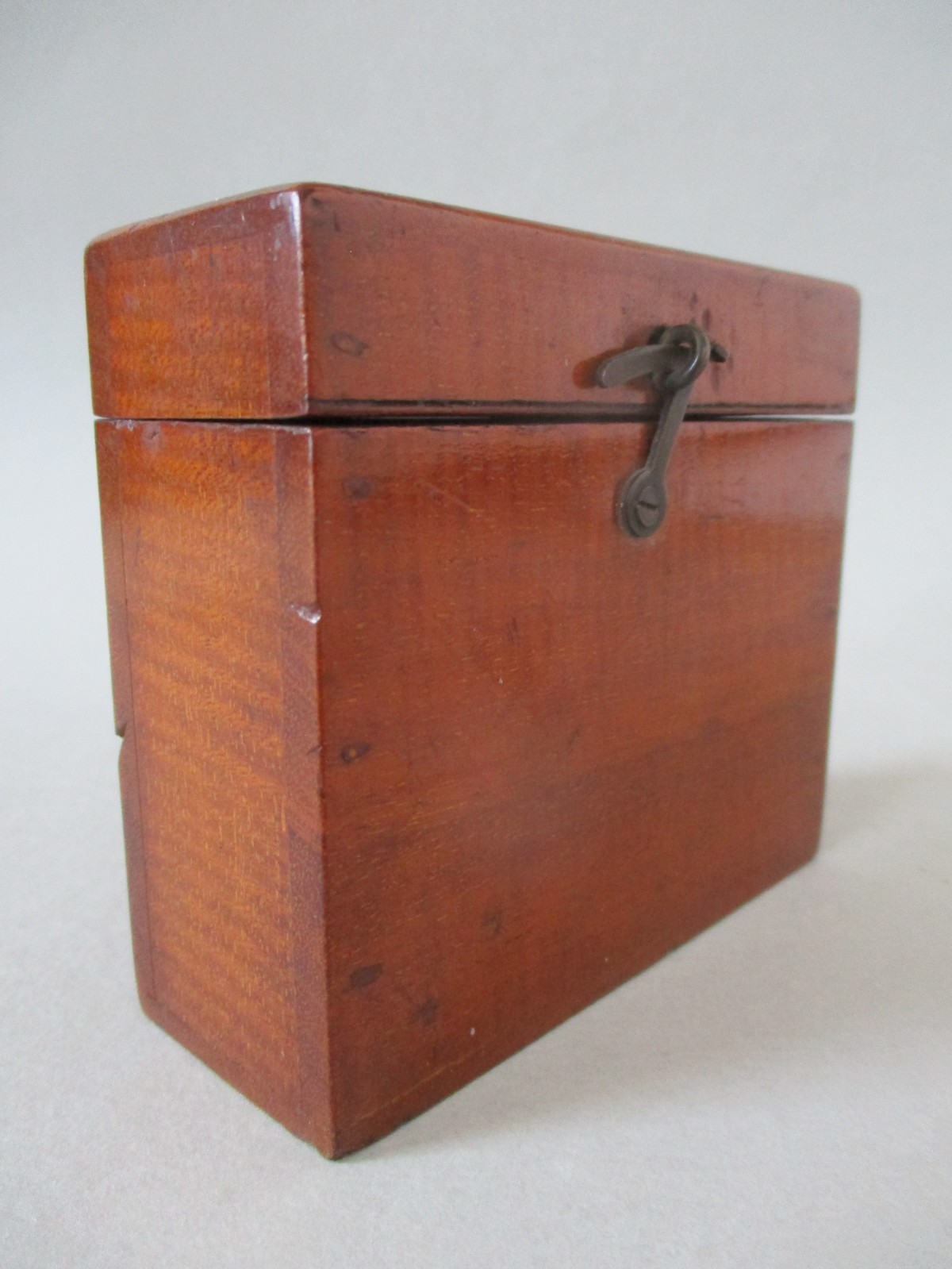 A Small Antique Mahogany Wooden Box with Lid & Catch, Playing Cards, Cigarettes?