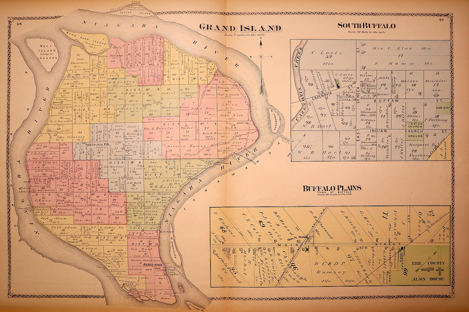 1880 Plat Map ~ Grand Island Twp, Erie Co., New York – Buffalo Plains (17×27)#17