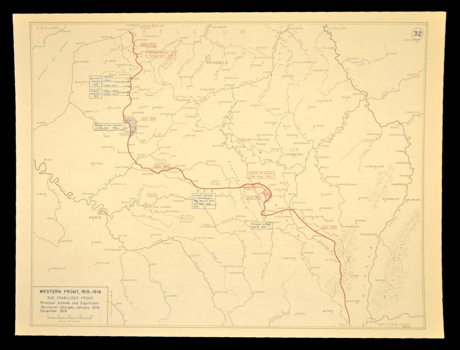 WWI Western Front Map 1915 1916 Deadlock Stalemate Stabilized The Trenches