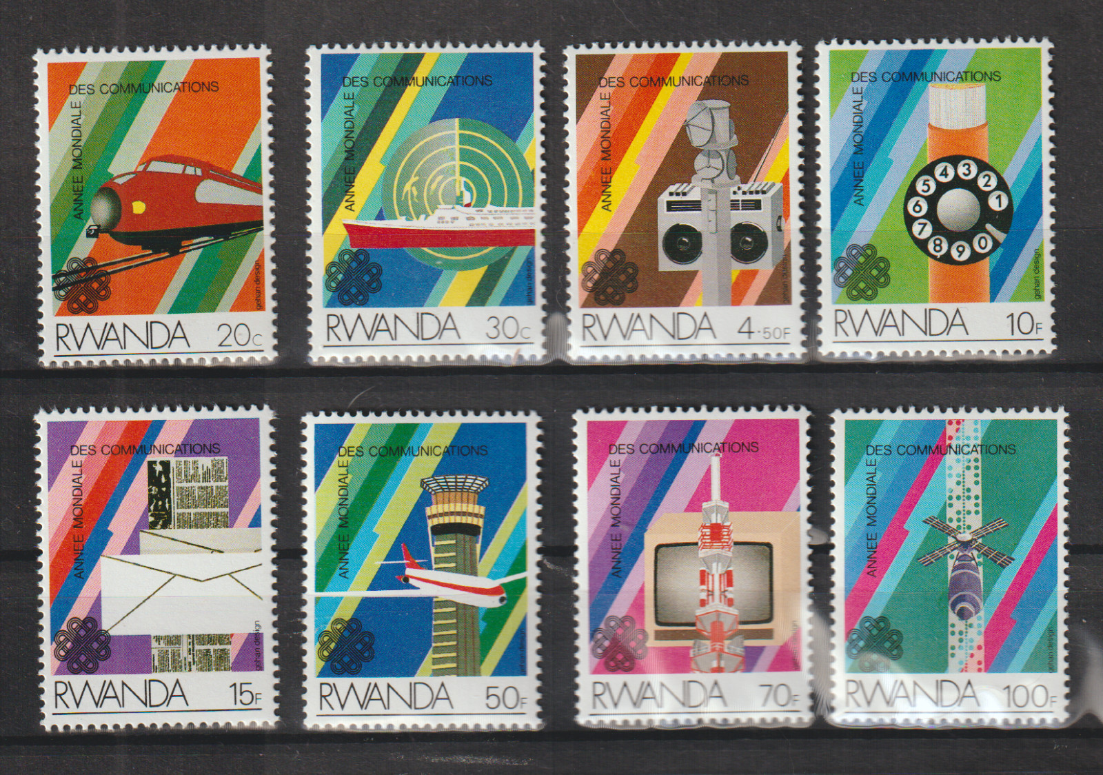 GPL-RWANDA MNH SET SC#1175-1182 WORLD COMMUNICATION YEAR SCV$7.75