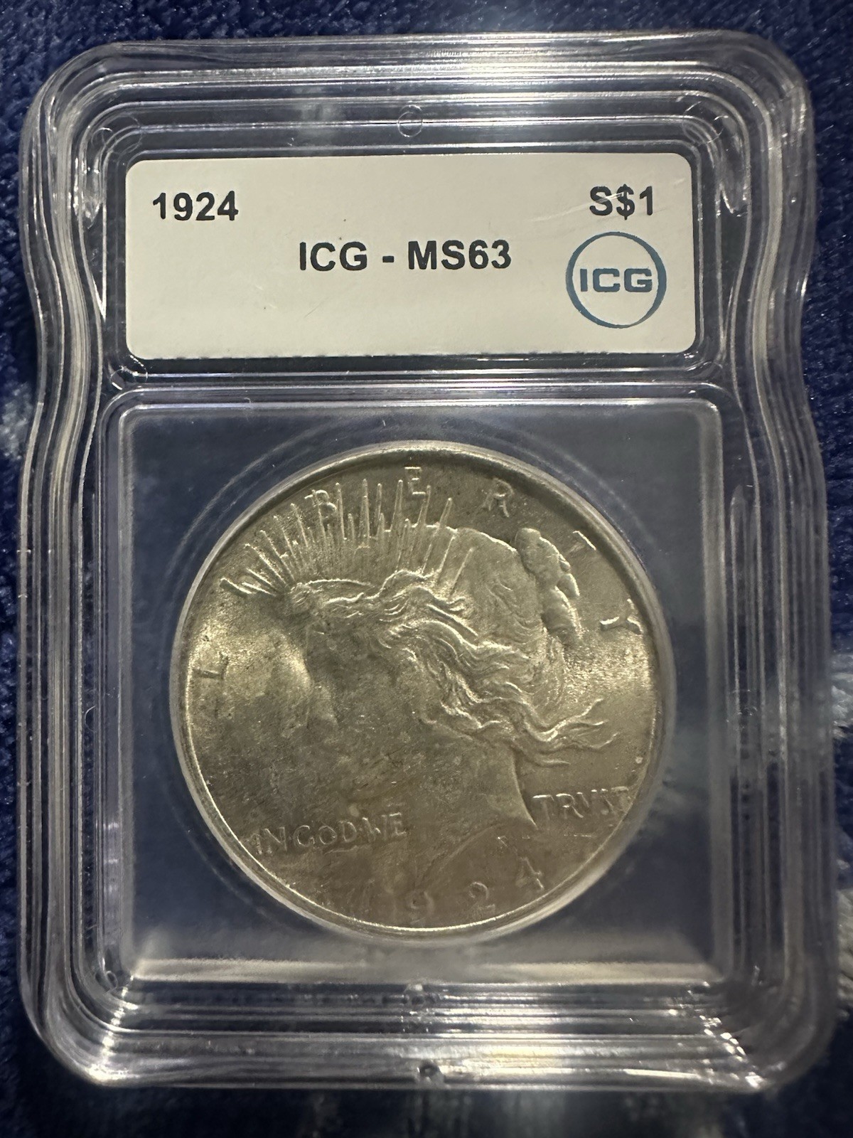 1924-P Peace Silver Dollar Coin ICG MS63 Nice Eye Appeal, Highly Collectible