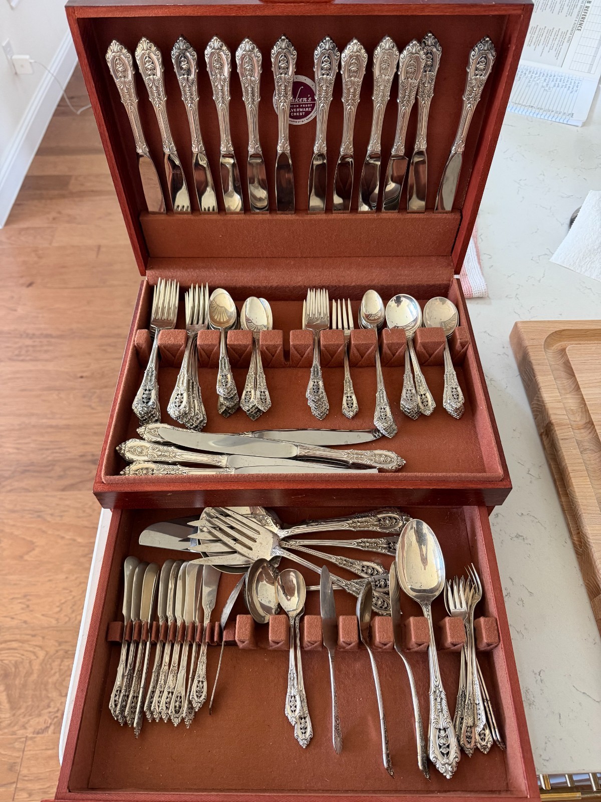 Wallace Rose Point Sterling Silver- 124 piece set