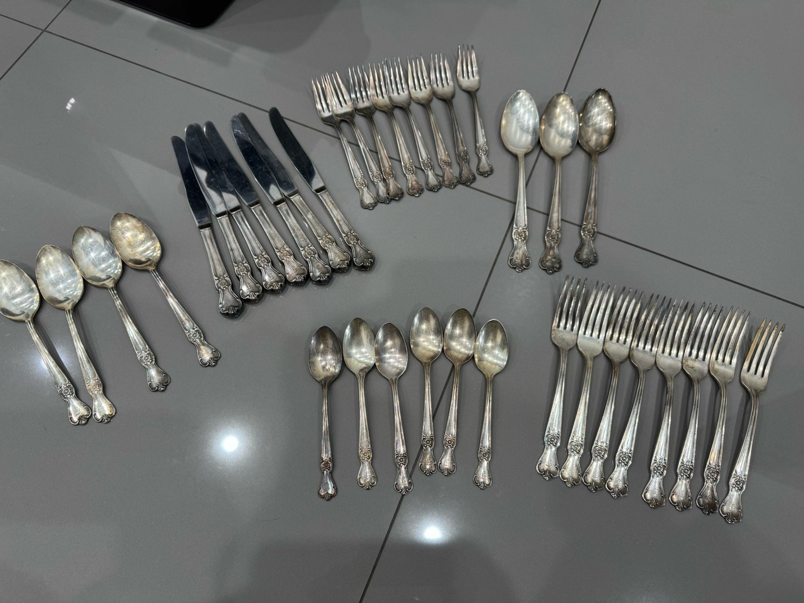 36 Pieces Old Company Silver Plate Flatware Signature Rose Serving Pieces “ L “