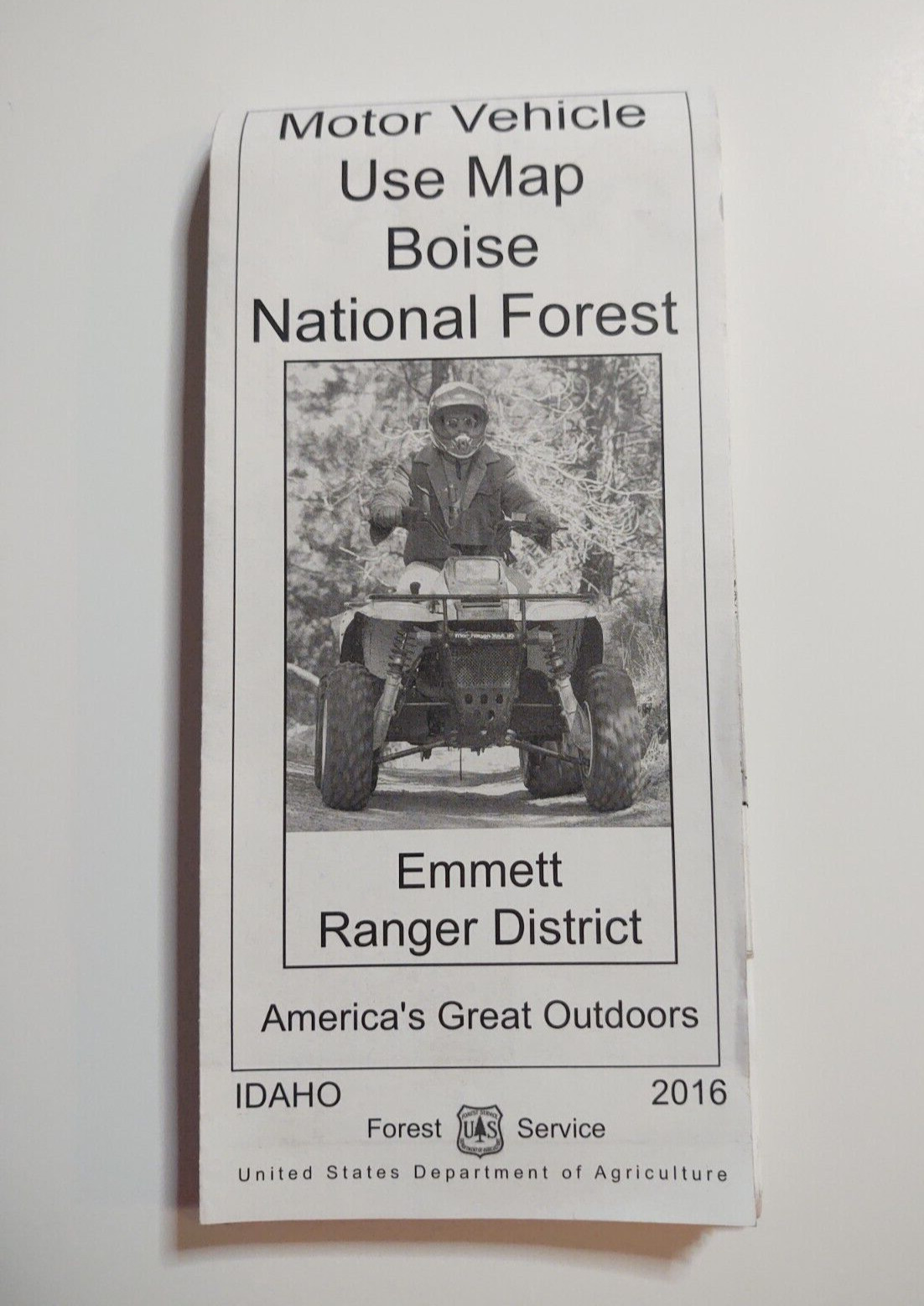2016 Emmett Idaho Ranger District Map Motor Vehicle Use Boise National Forest
