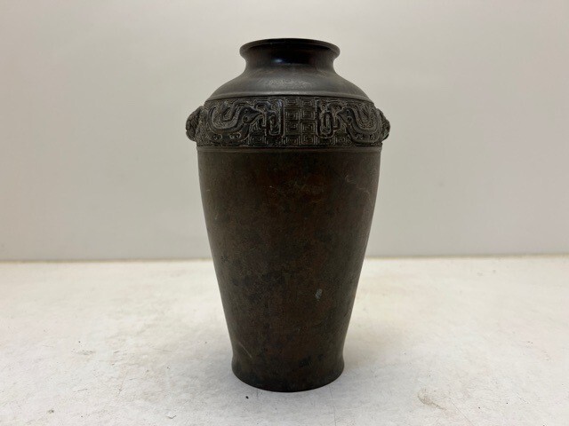 Japanese Vintage Brass vase 20.5×10.5cm 8.1×4.1in