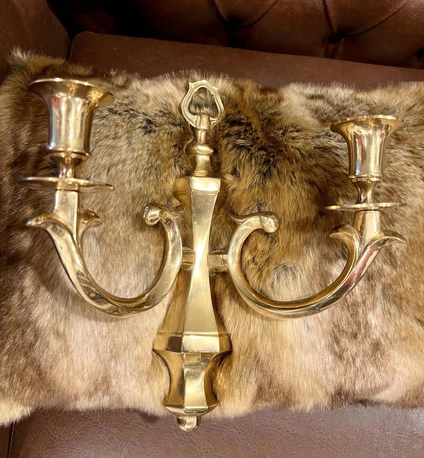 Vintage Hollywood Regency Solid Brass Wall Sconces Candle Holders