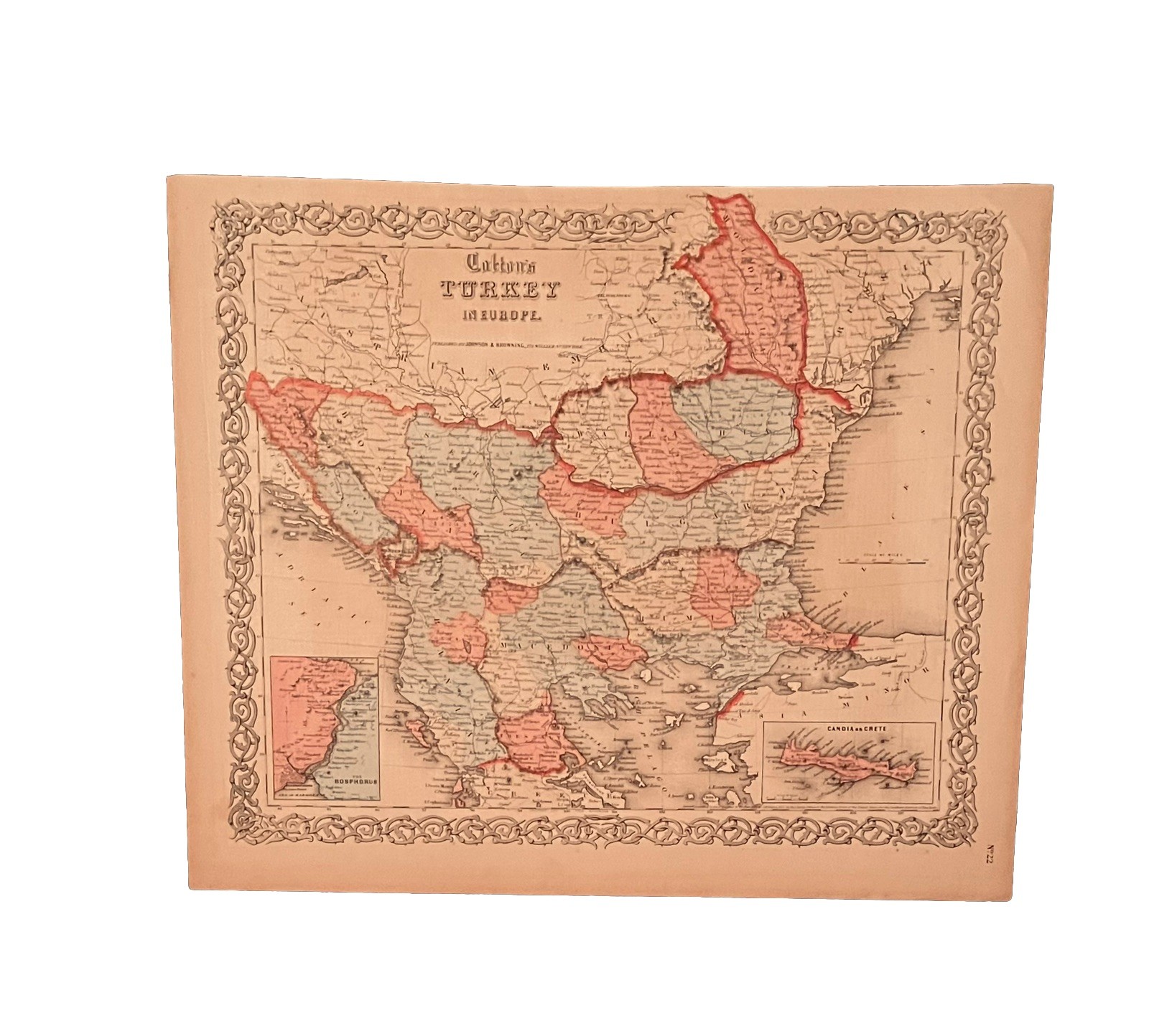 COLTON’S 1855 Map TURKEY IN EUROPE