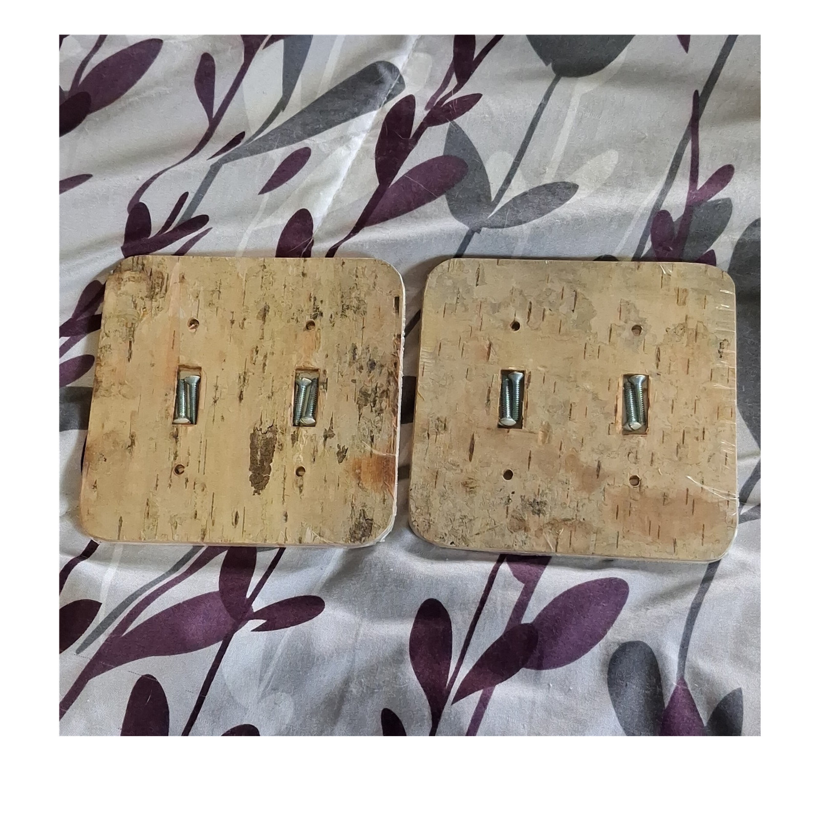 Bottle Bay Birch Vintage Birch Wood Double Switch Plate Covers Set of 2