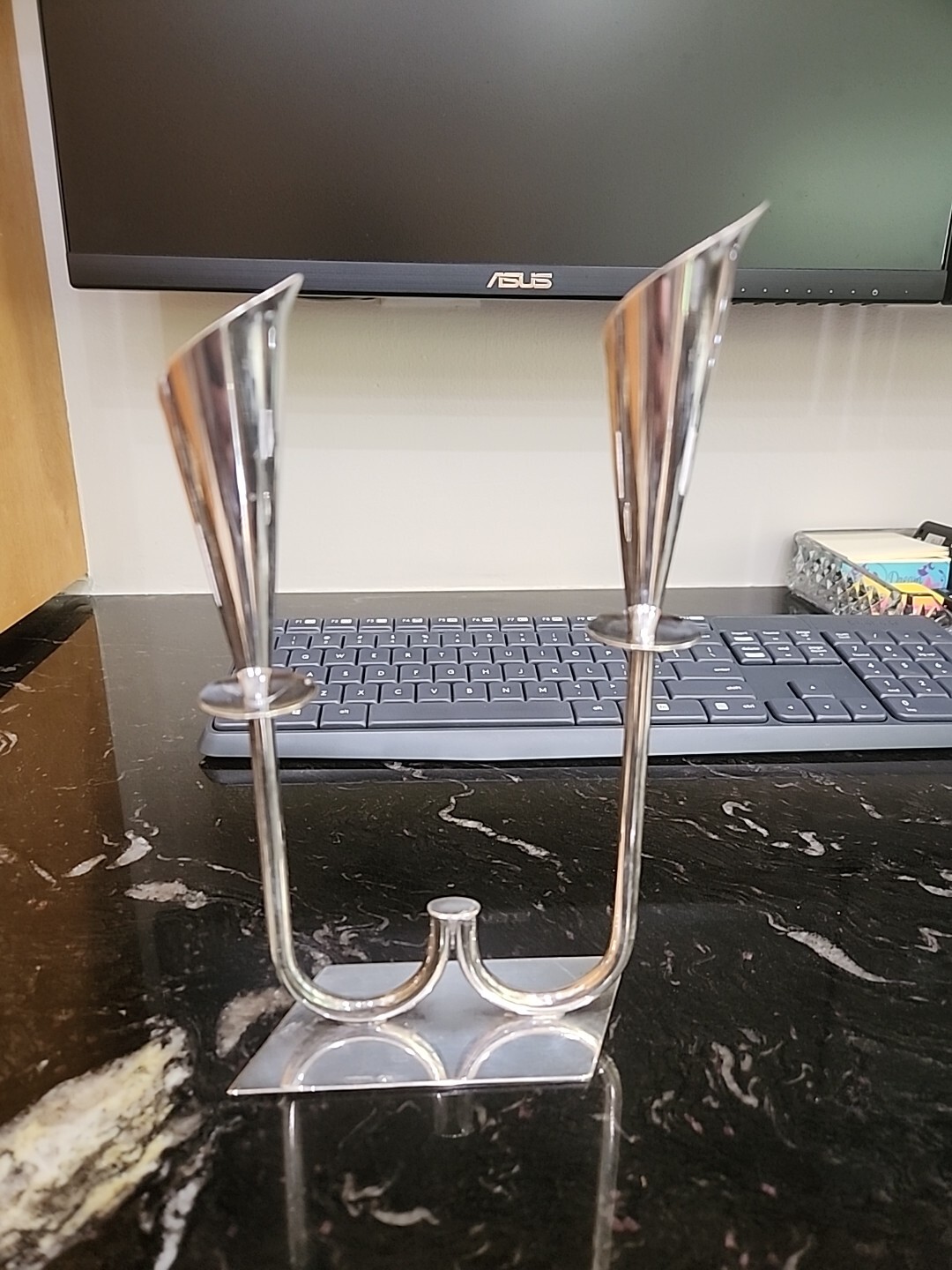 Sculptural Silver Plated Hans Jensen Calla Lily Candle Holders in Silver Plate