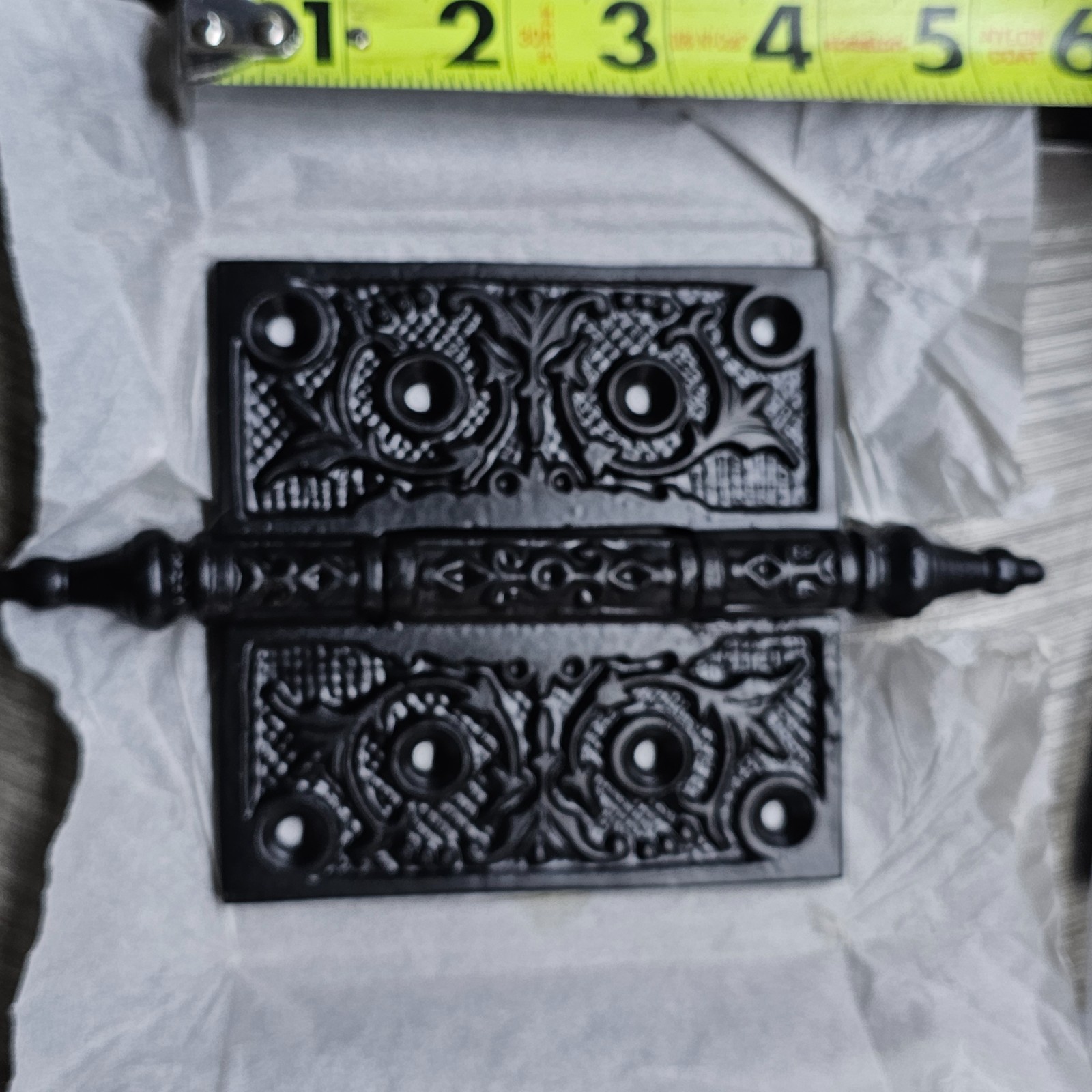 1.5 pair of 4-Inch Cast Iron Door Hinge With Steeple Tips in Matte Black
