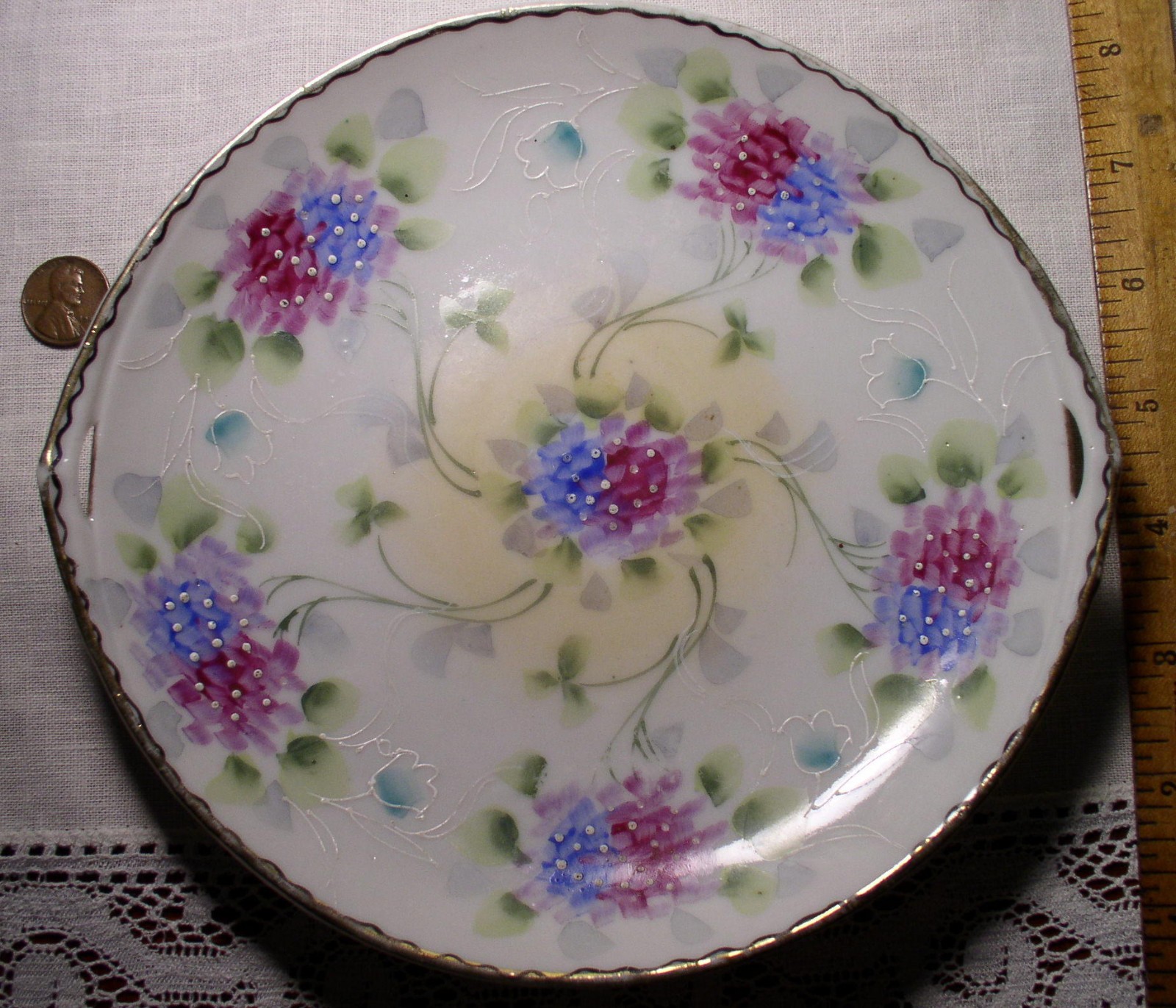 Antique Hand Painted Nippon Hydrangea Dish – E-OH China Japan 7.5-inch
