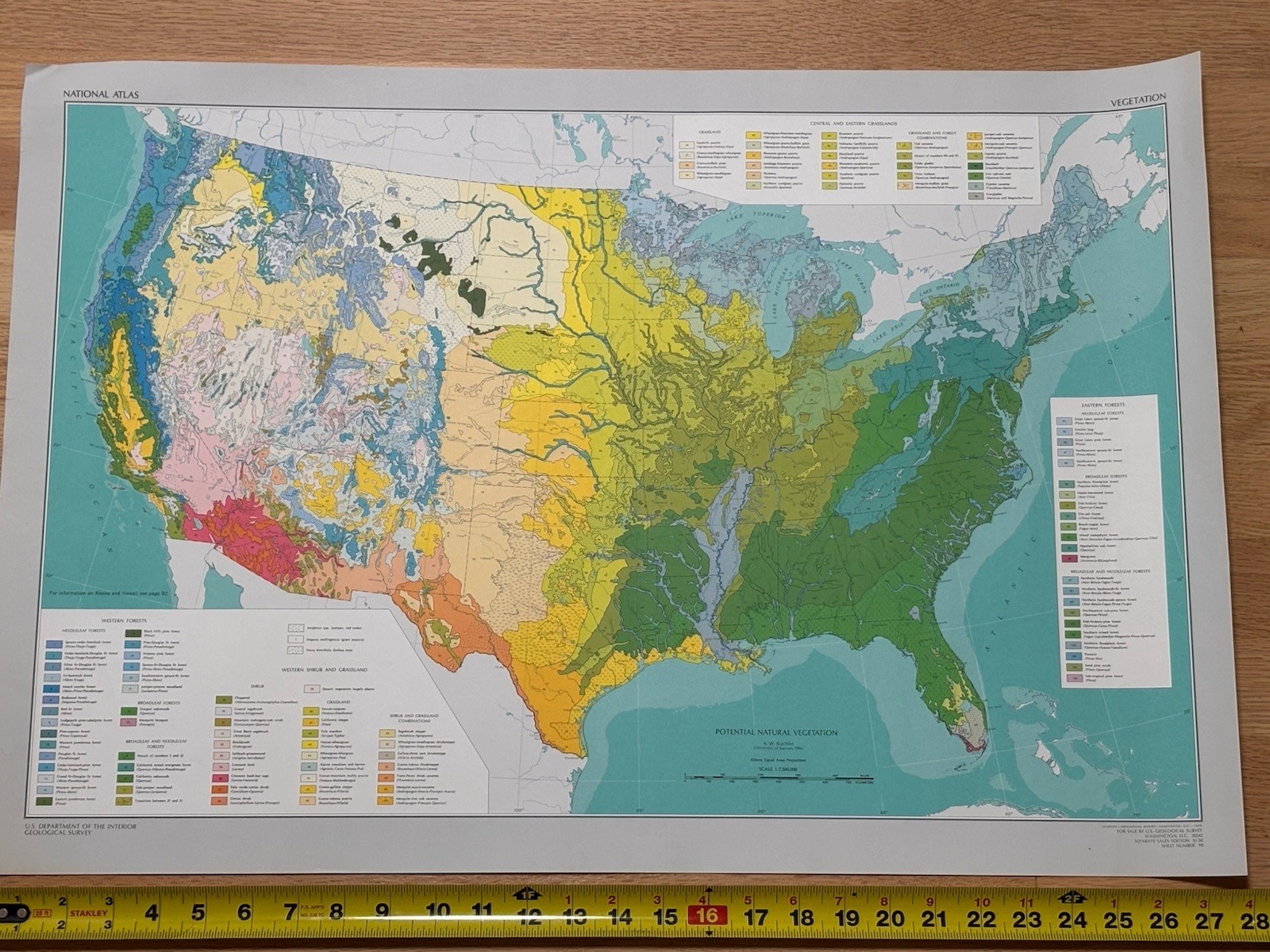 Map of the USA, US Dept of Interior Geological Survey of Natural Vegetation –
