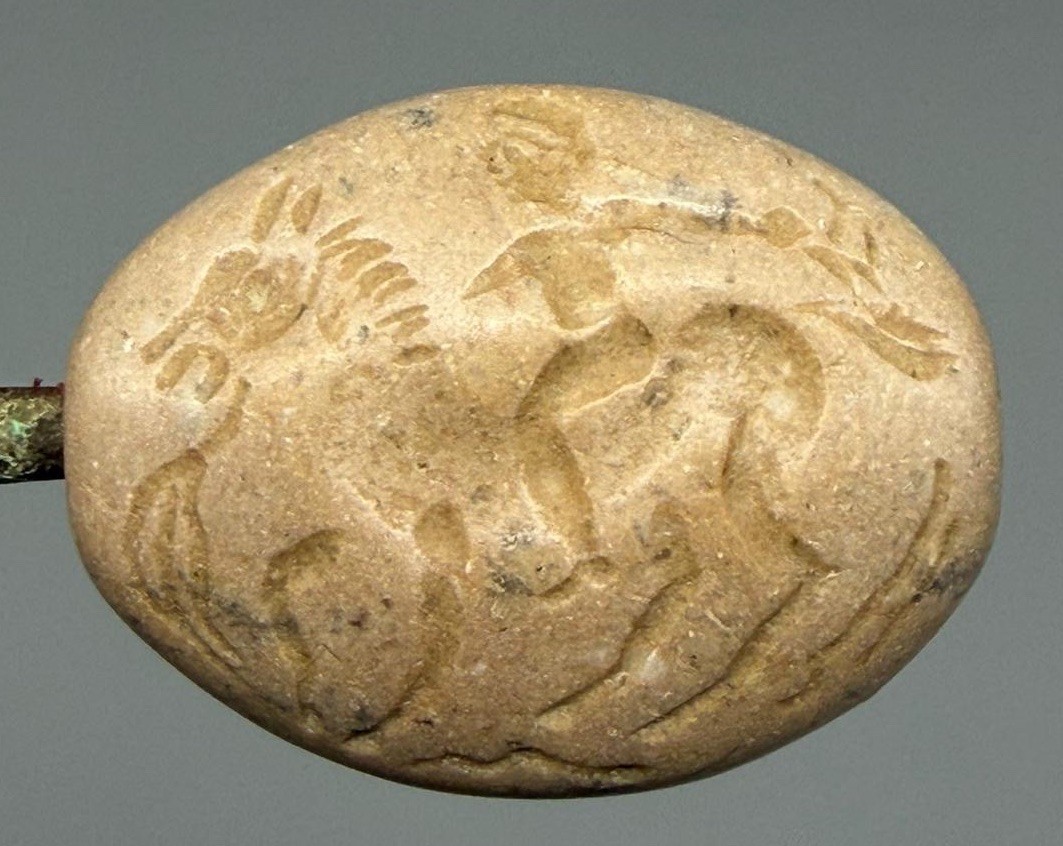Roman Greek Seal Intaglio Stamp-Bellerophon And Horse Myth Personal Signet