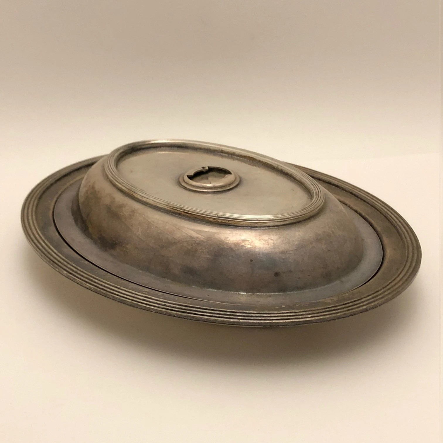 Early 1900s Silver Plated Serving Dish with Lid, Vintage Tableware, As Is JW0096