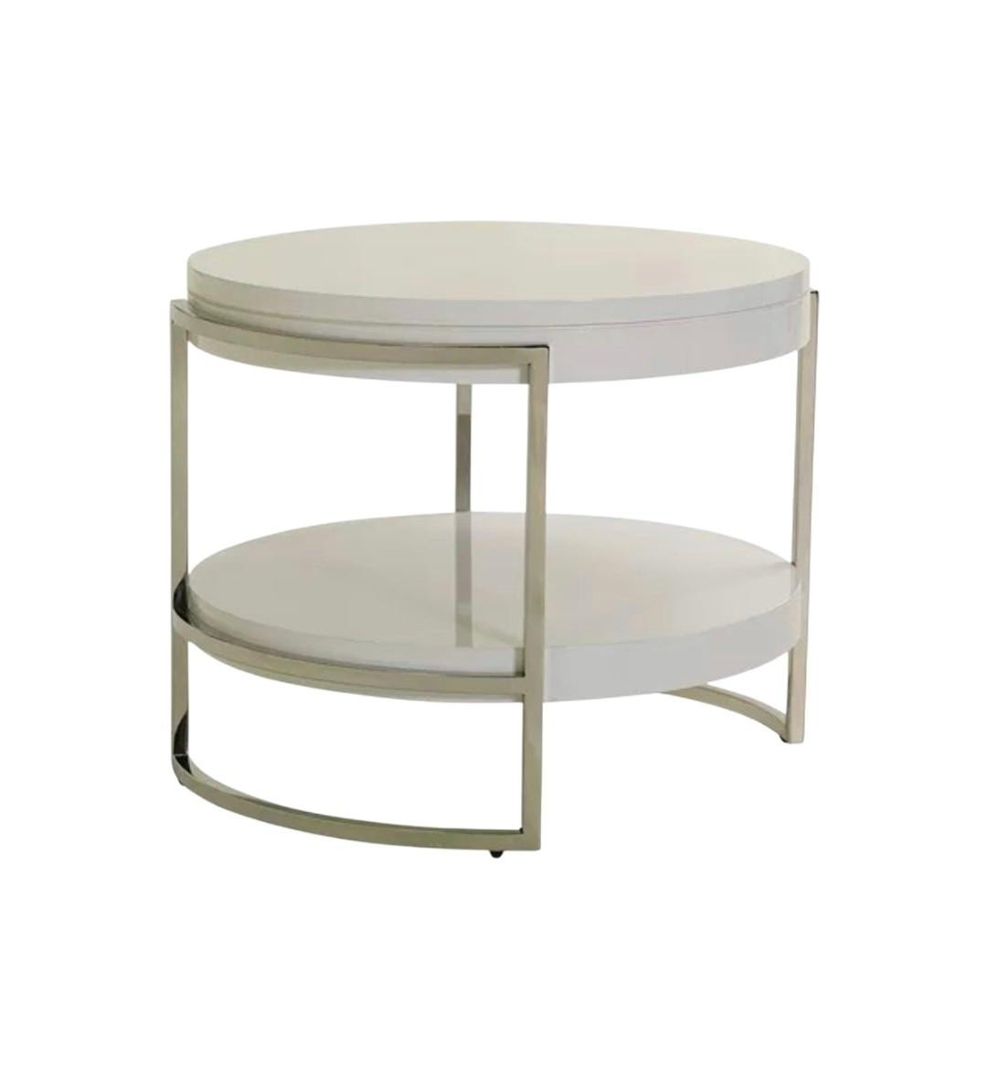 Contemporary Mitchell Gold Bob Williams Lawson Round Set side Tables Lacquer