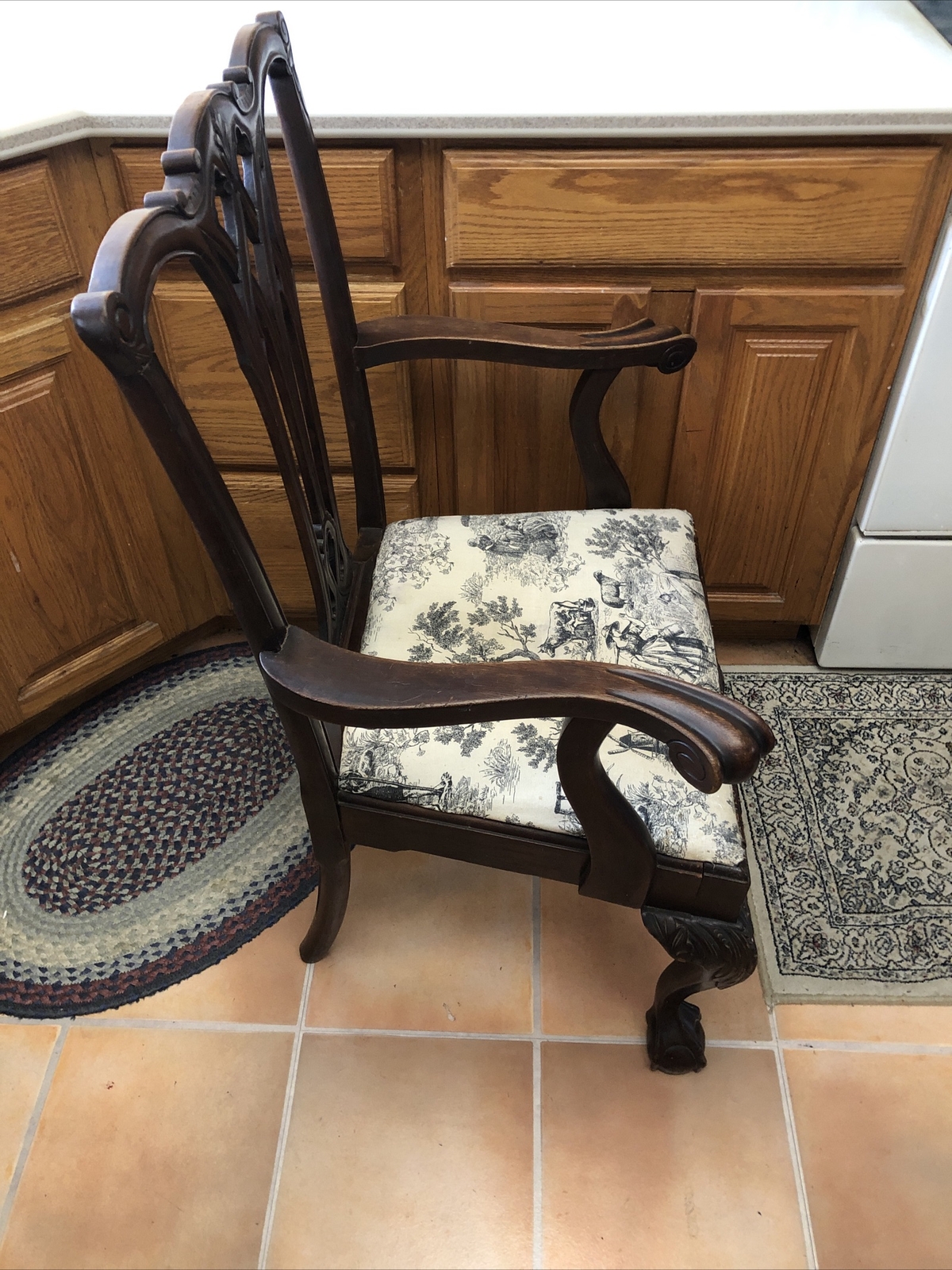 Antique 19th Century Chippendale Dining Knuckle Arm Chair