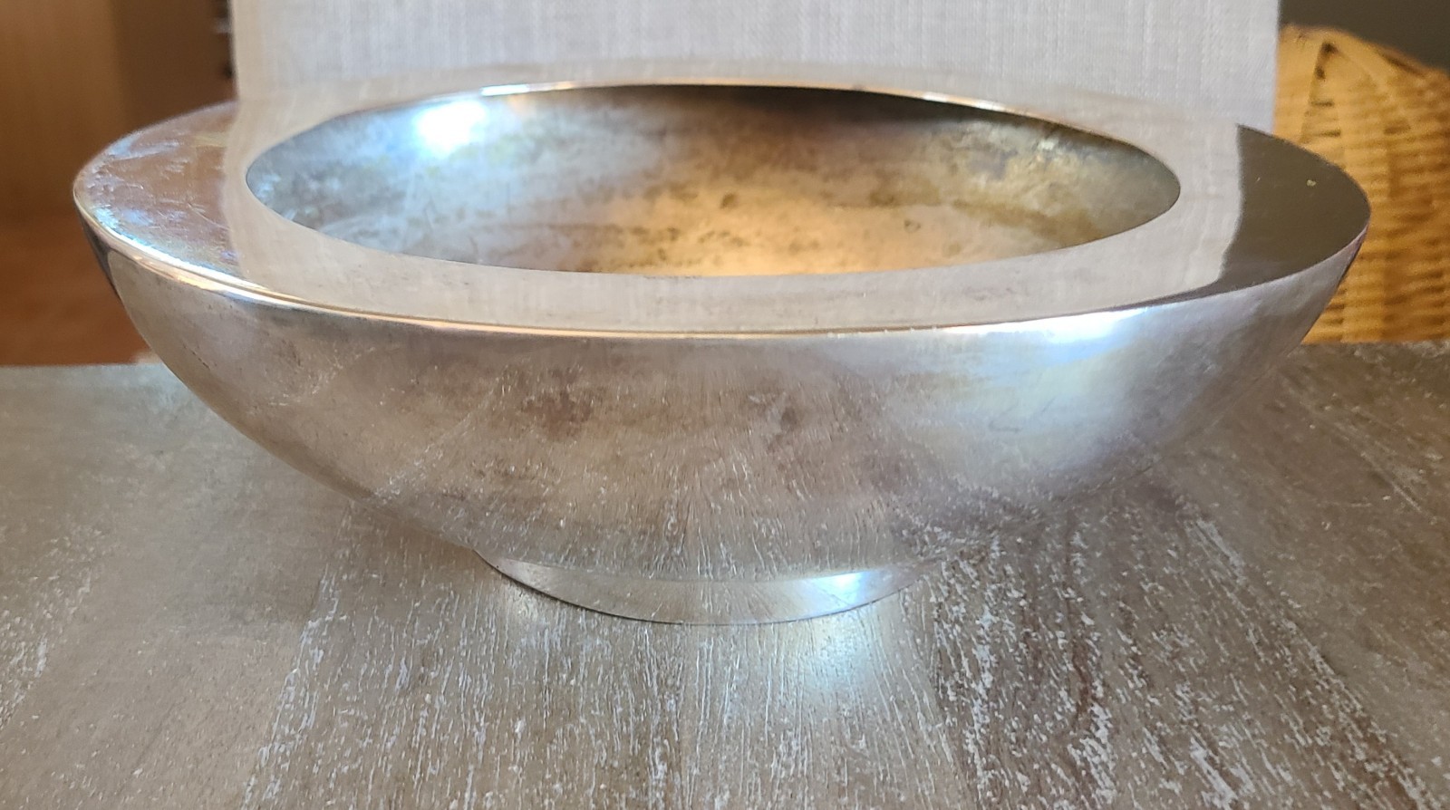 Vintage Art Deco Silver Plated Bowl Serving Dish Vase with Rim 11″ Heavy