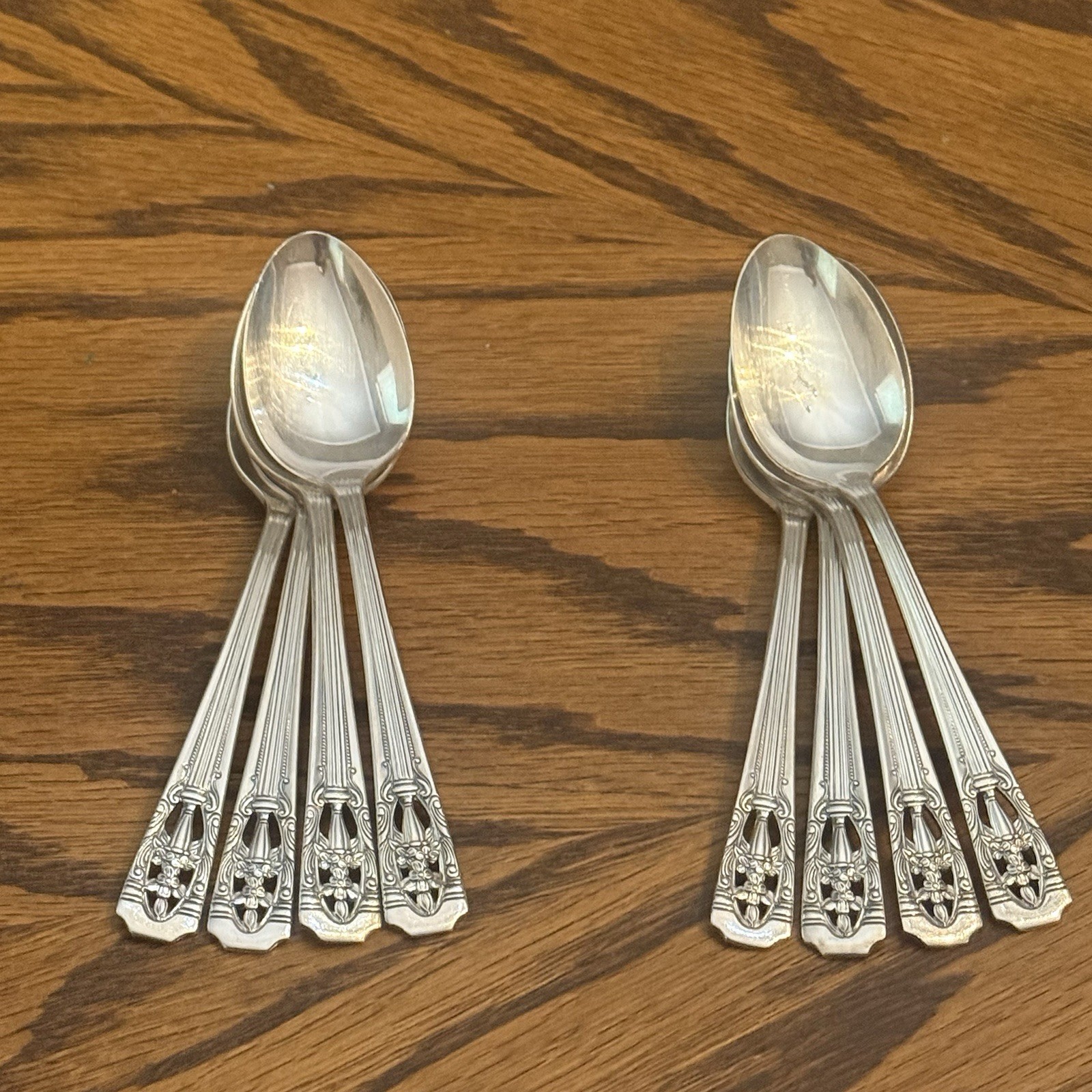 Vintage Wallace Harmony House Classic Filigree Silver Plate AA+ 8 Teaspoons