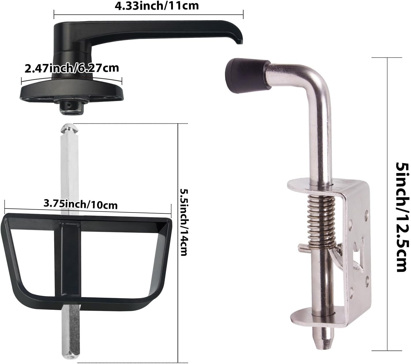 Double Door Shed Hardware Kit – Includes Barrel L-Type Two-Piece Set, Black