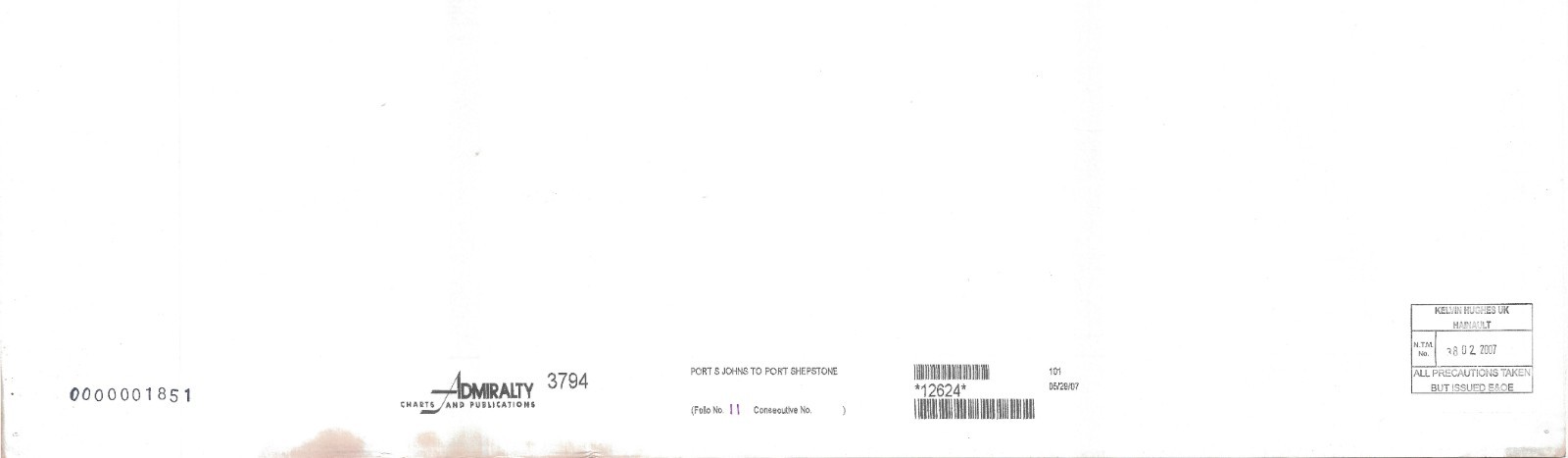 3794 Port S. Johns Shepstone South Africa South East Coast Chart Map Admiralty