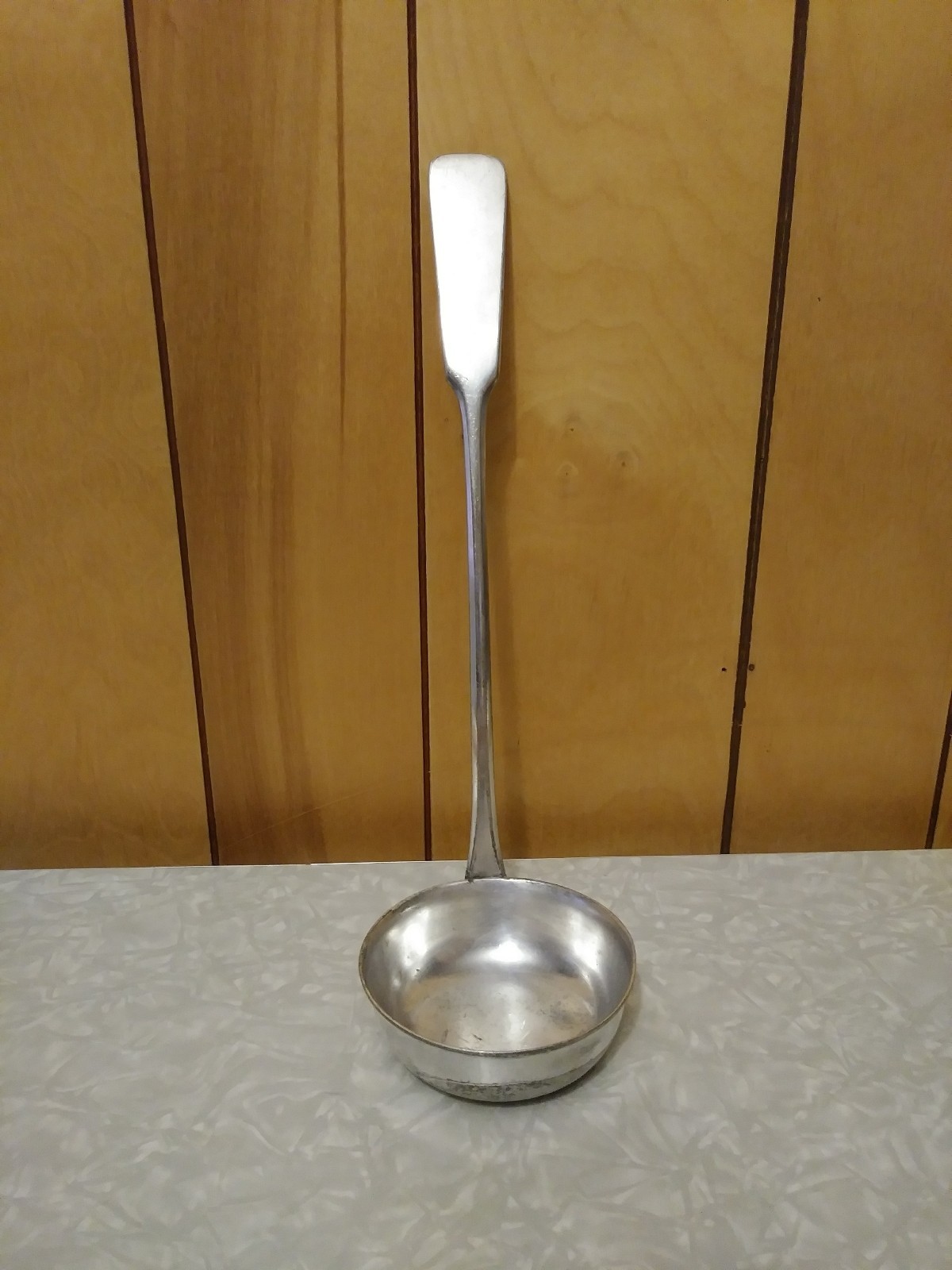 Antique Fraget Plaque Silver Plate Service Tool Serving Soup Ladle Spoon.