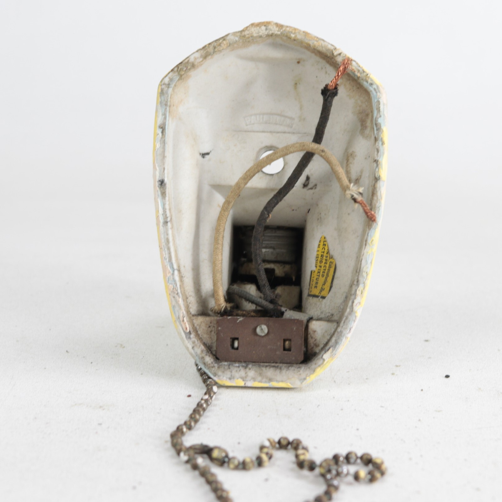 1-Light Porcelain Pull Chain Wall Sconce Paulding For Parts/Repair 6.25″ Tall