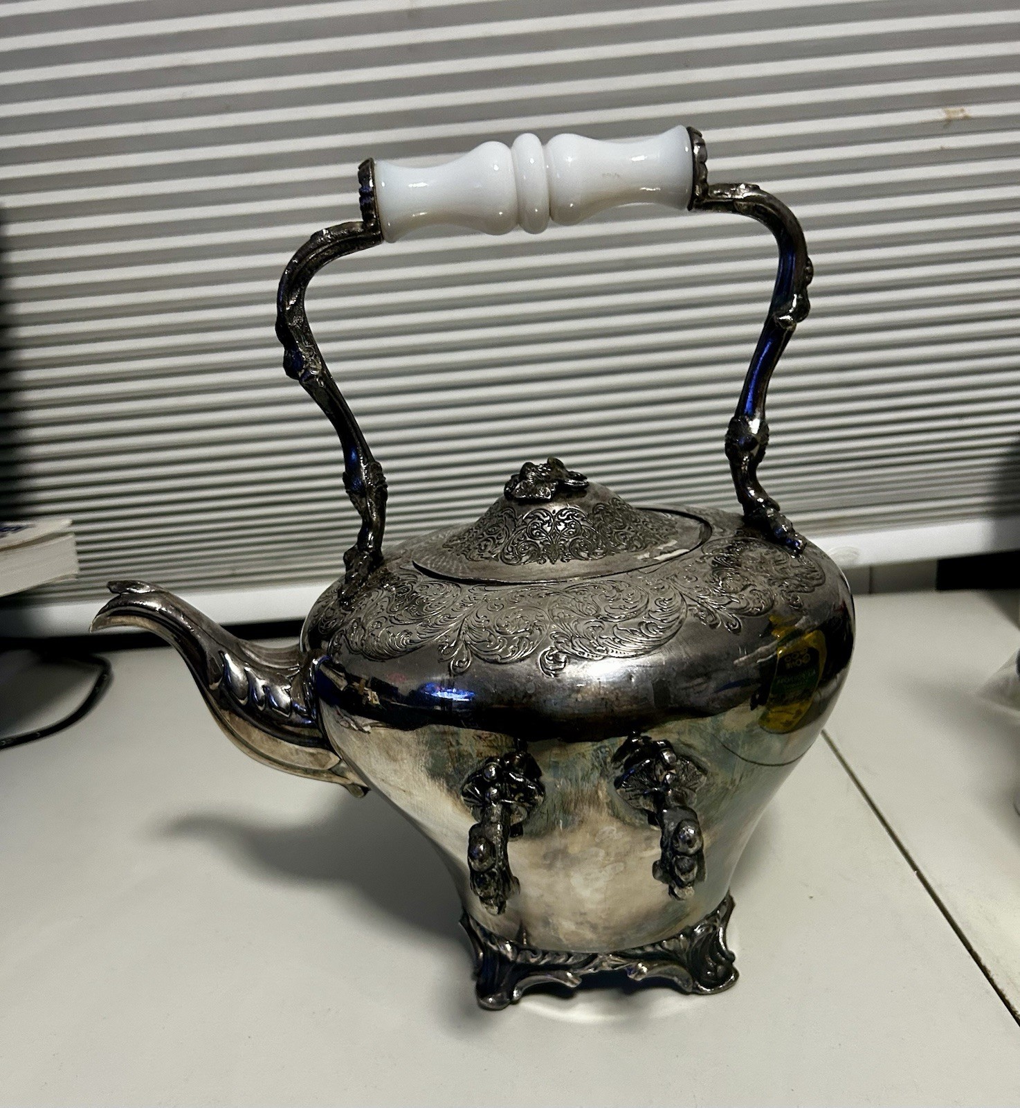 Antique Silver Plated Victorian tilting tea kettle Stand Not Included- C Descrip