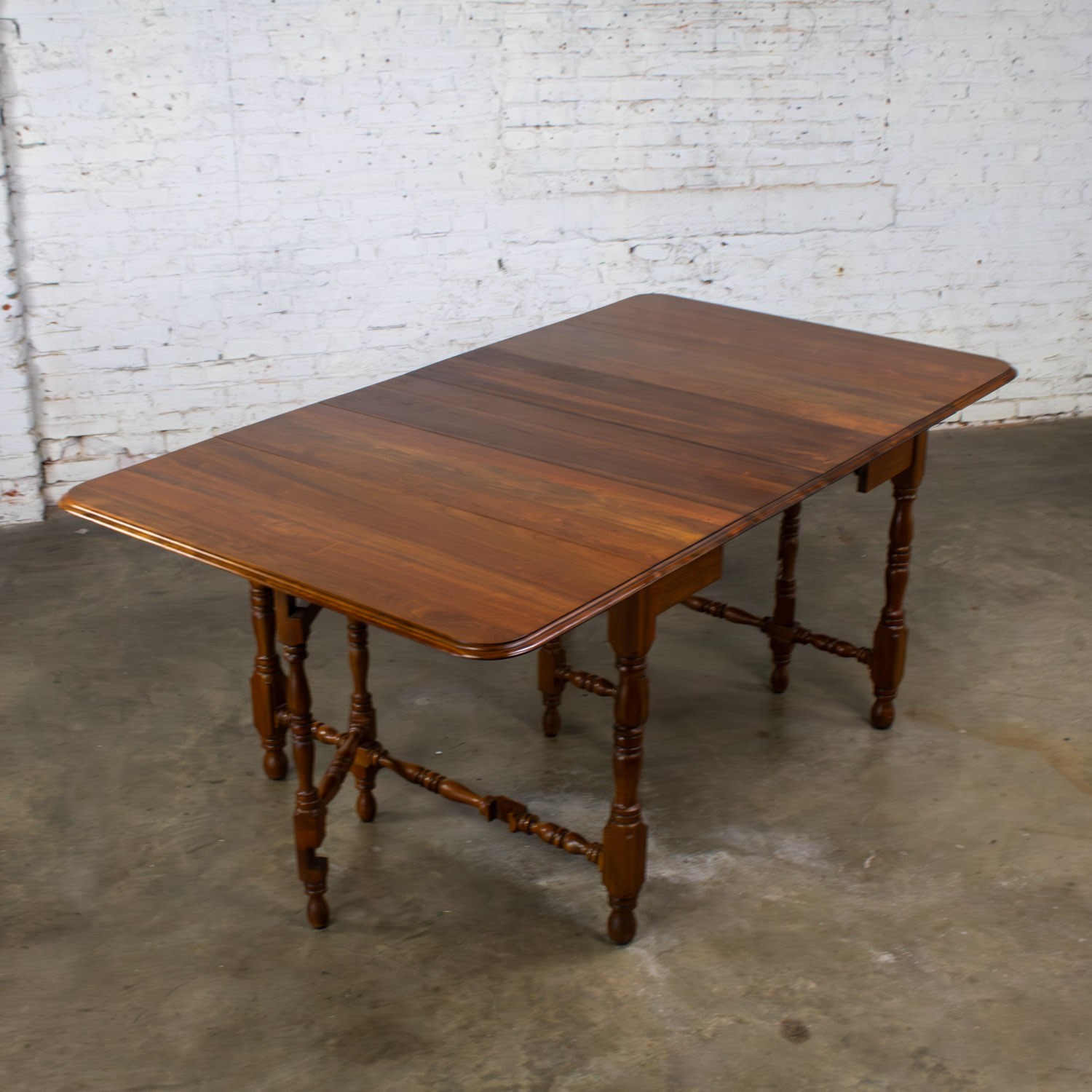 William Mary Style Dining Table Walnut Drop Leaf Expanding Gateleg by Abernathy