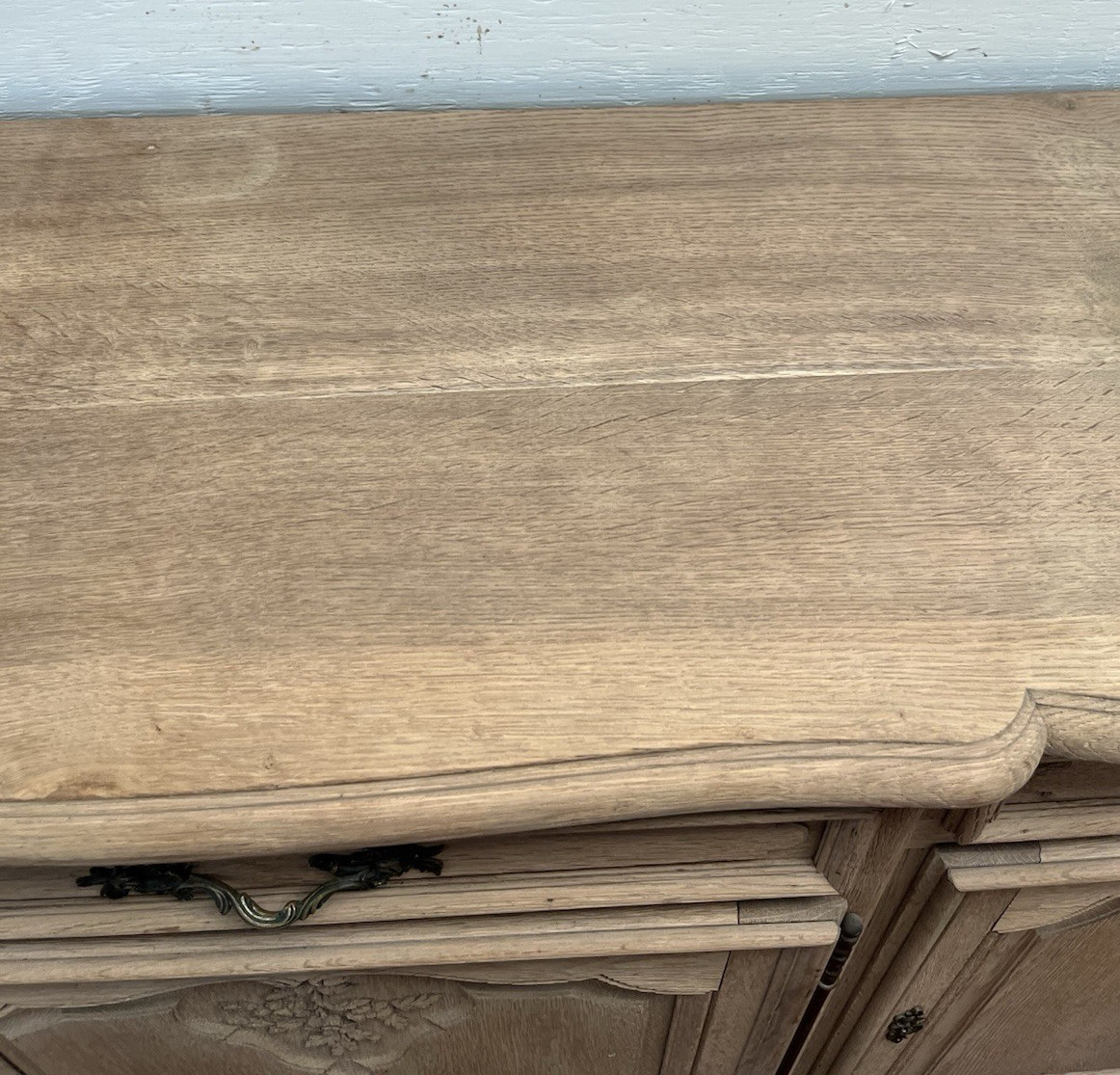 Antique Bleached French Provincial Oak Louis XV Sideboard Enfilade 79.5” x 21”