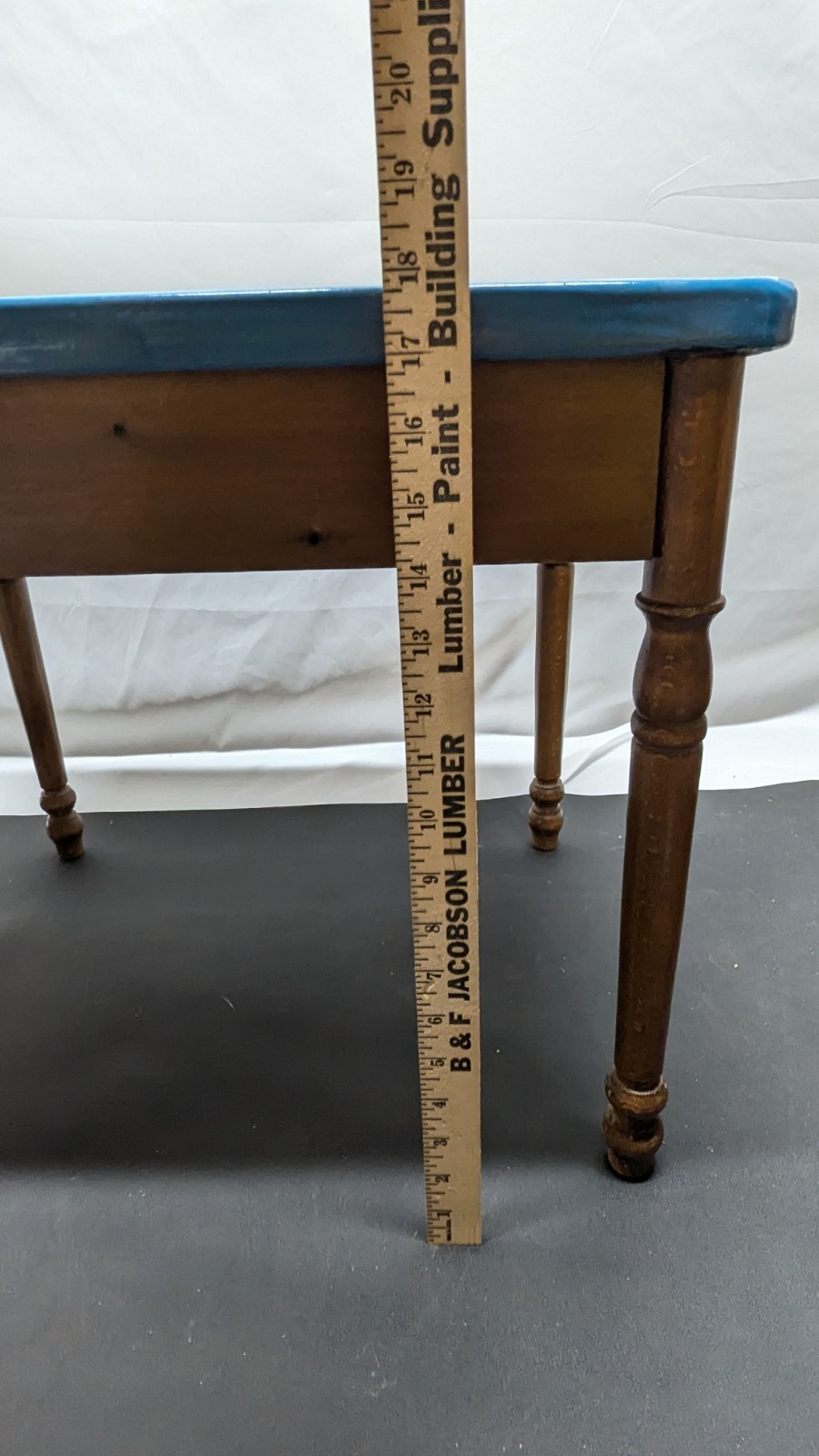 Antique Porcelain Enamel & Wood Small Childs Teaching Table And Chair Farmhouse