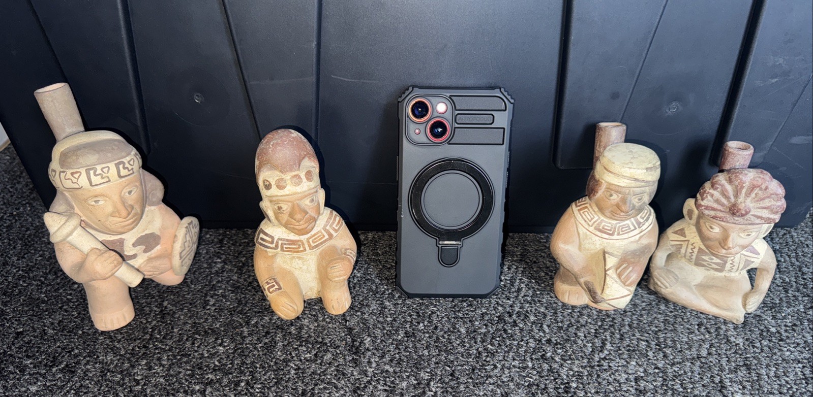 Terracotta Statue Ethnic Art Moche Peru Vintage 20th Century Lot Of 4