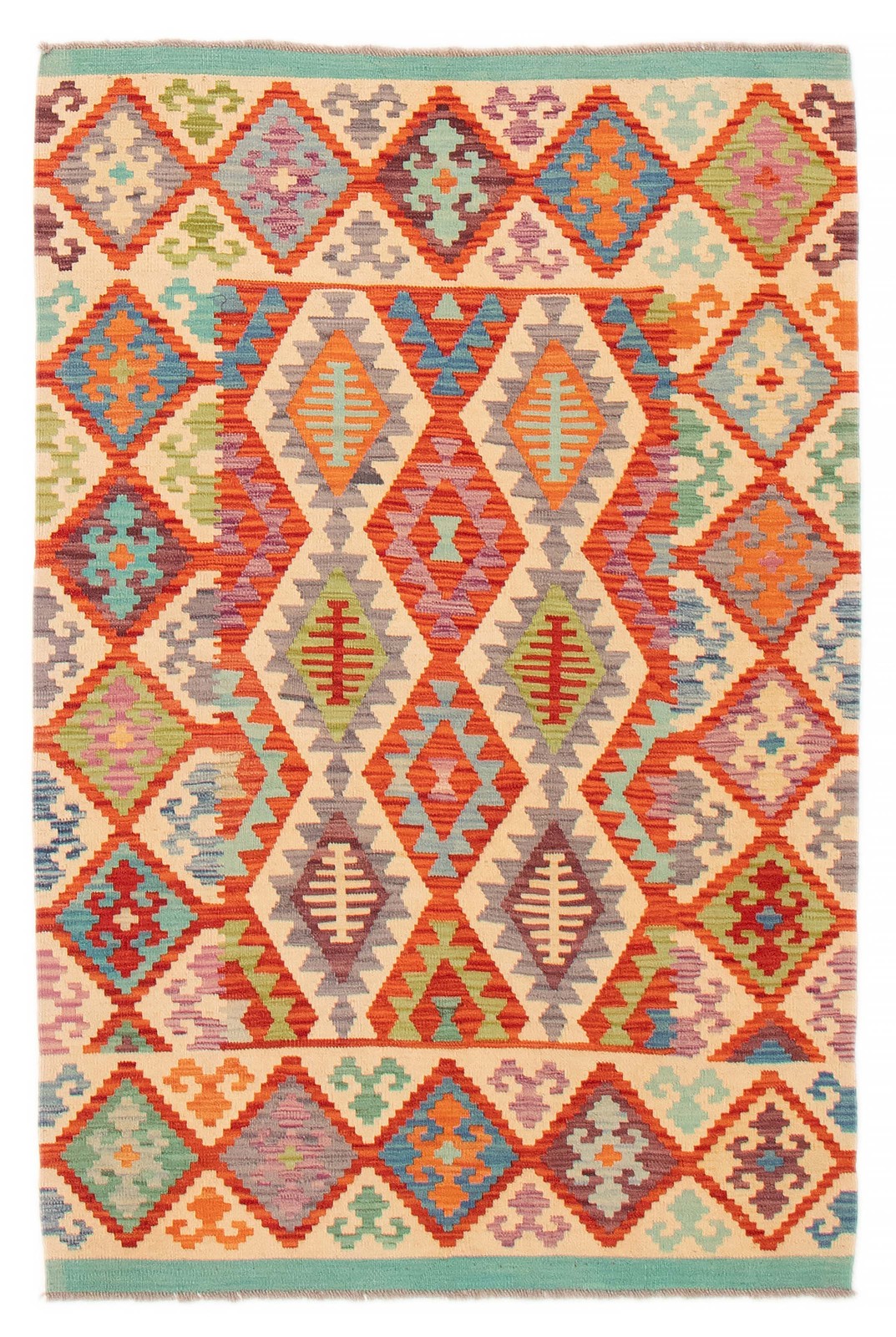 Traditional Vintage Hand Woven Area Rug 4’2″ x 5’10” Wool Oriental Carpet
