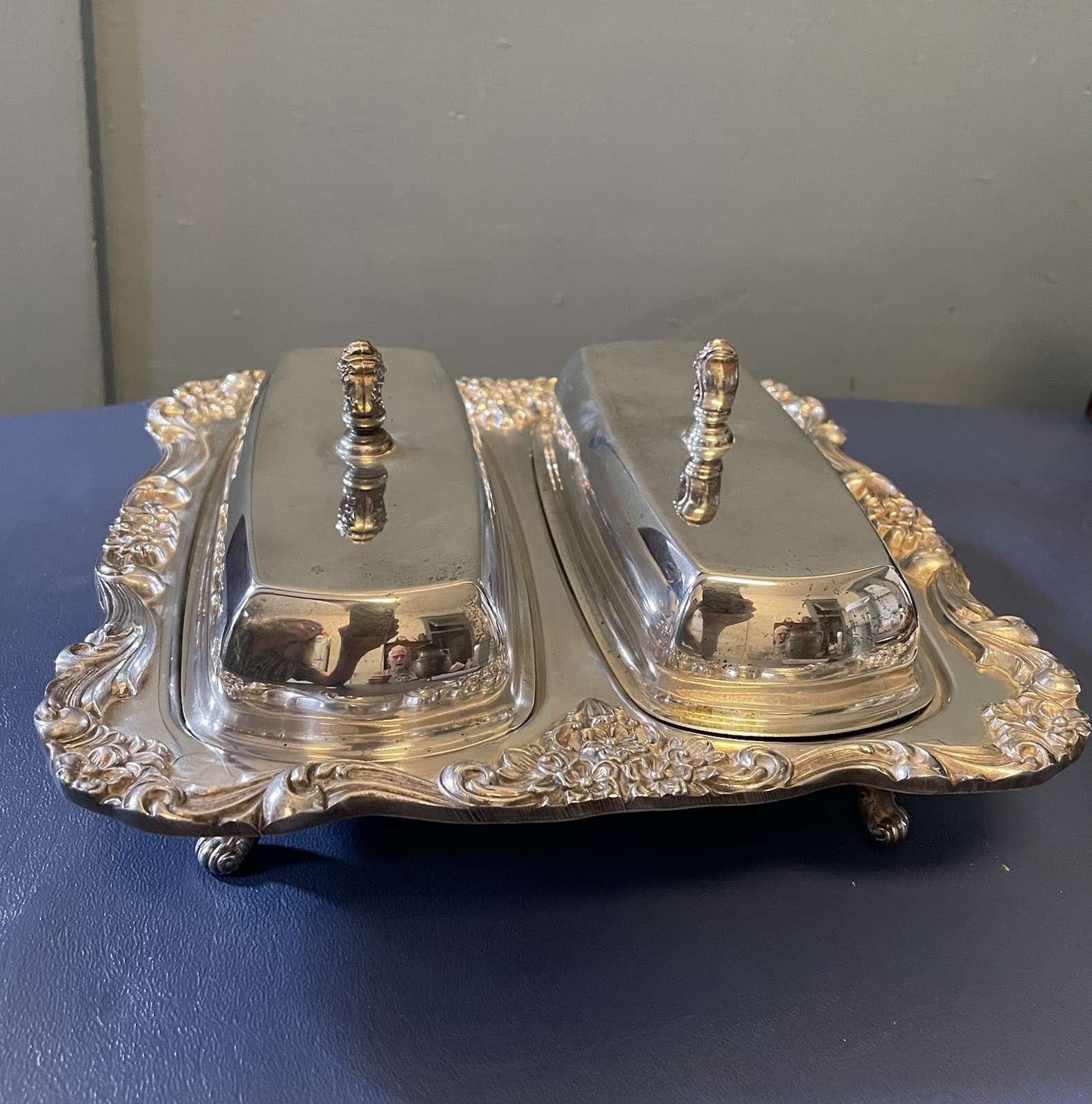 Poole Silver Company #405 Lancaster Rose Double Butter Dish
