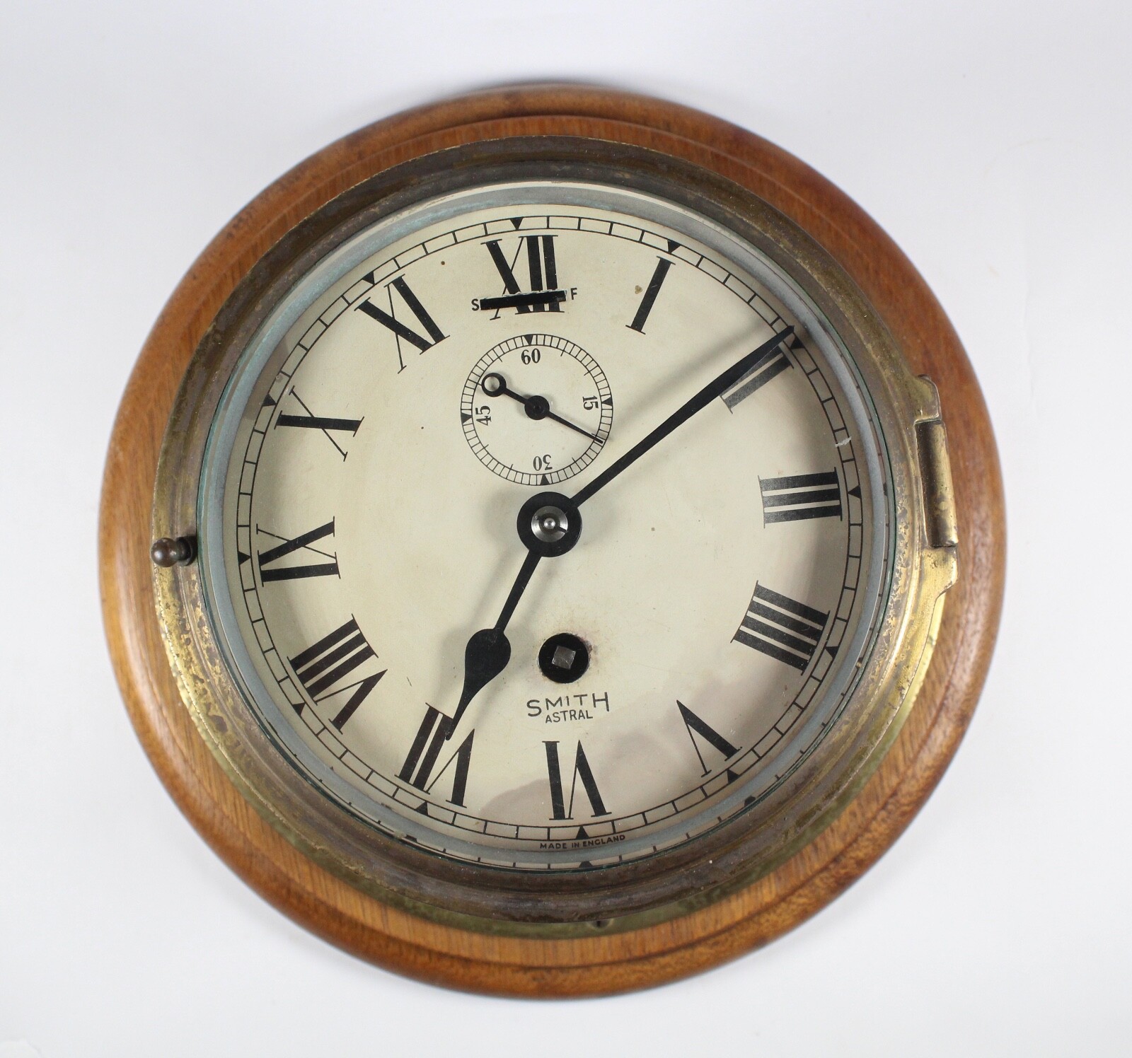 Antique English Brass Ship Clock SMITHS ASTRAL Bridge Great Britain