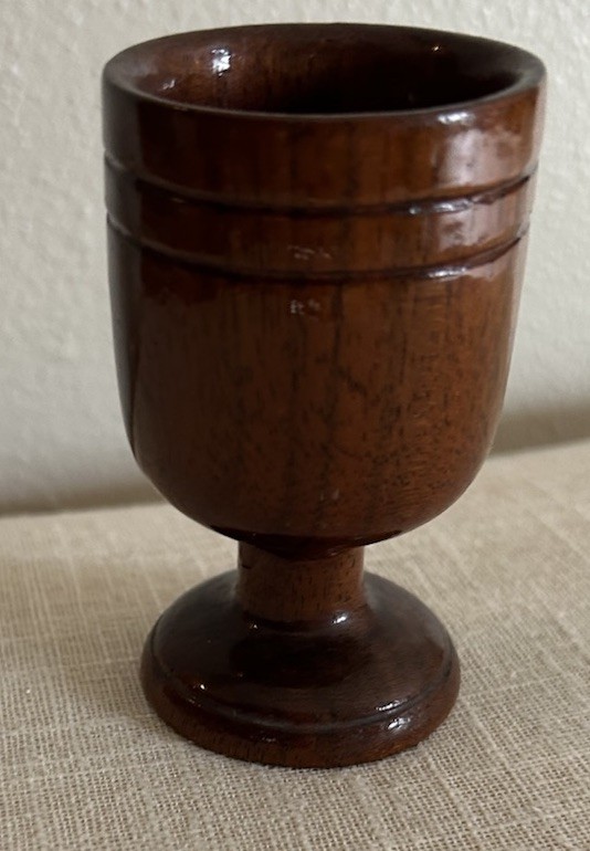 Primitive Hand Turned Wood Treenware Folk Art Goblet ~Boho