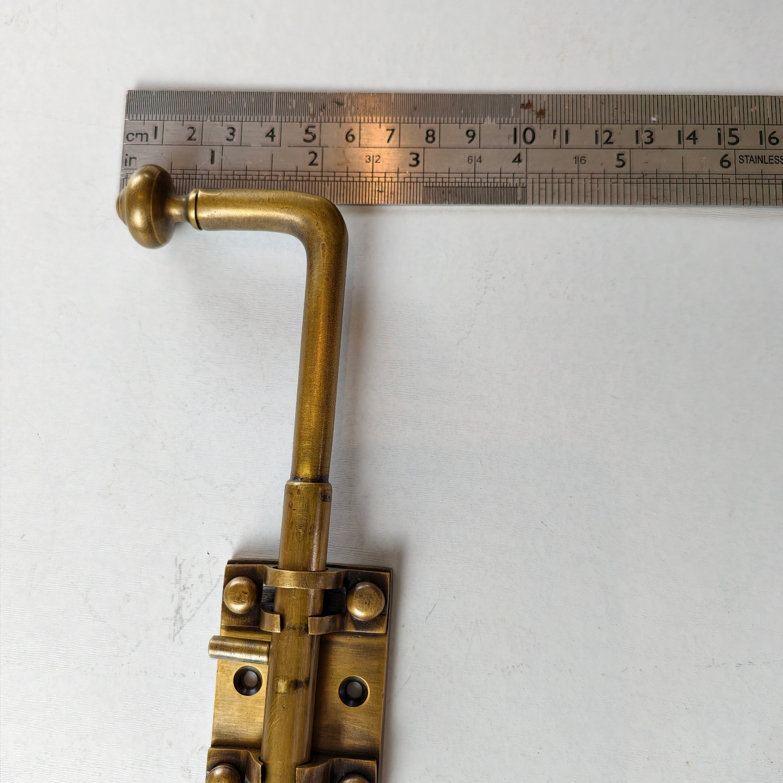 Large Solid Brass Slide Bolt — 13″ (33 cm) Heavy Old-Style Slide Bolt