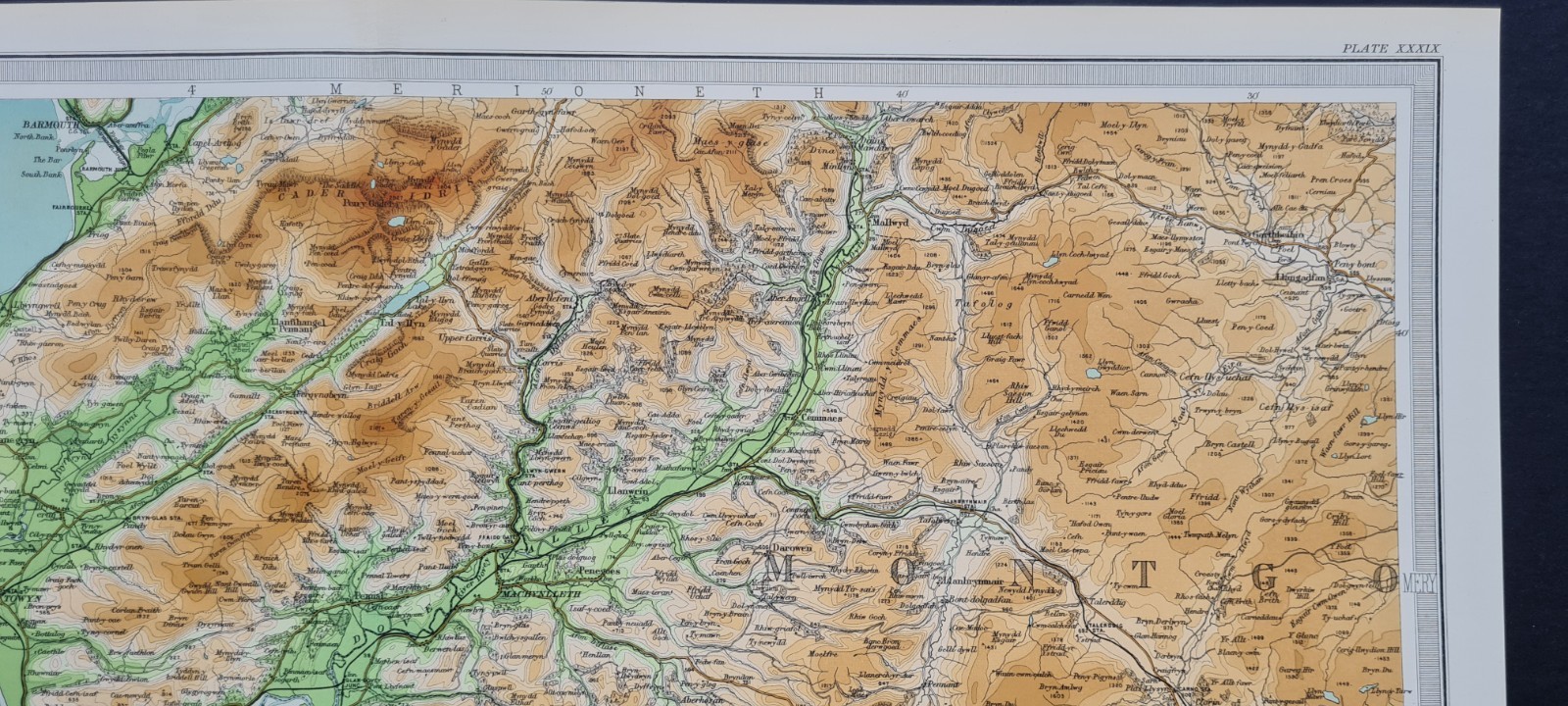 Antique 1903 Map – Aberystwyth – Ceredigion -Machynlleth – Wales – Bartholomew