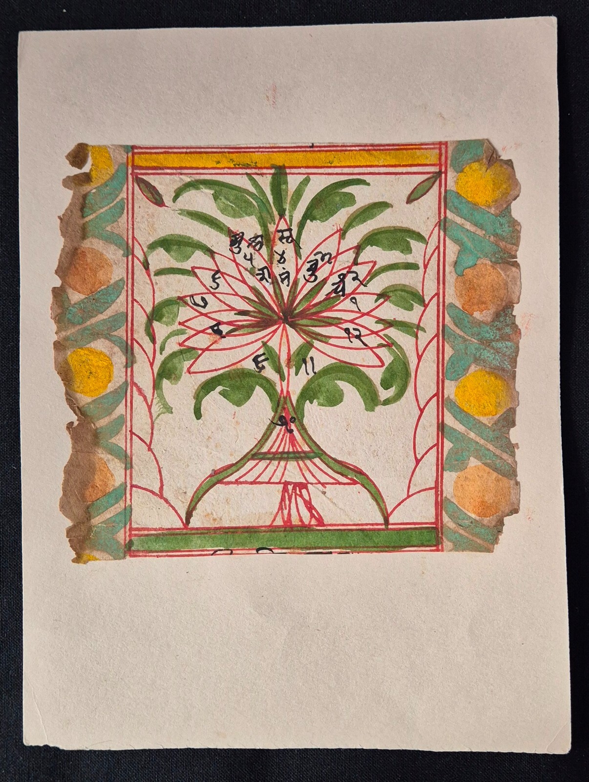 ANTIQUE RARE OLD SANSKRIT HANDWRITTEN INTRESTING MANUSCRIPT LEAF.