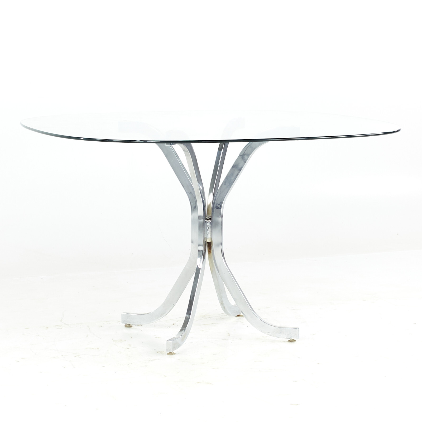 Milo Baughman Style Mid Century Glass and Chrome Dining Room Table
