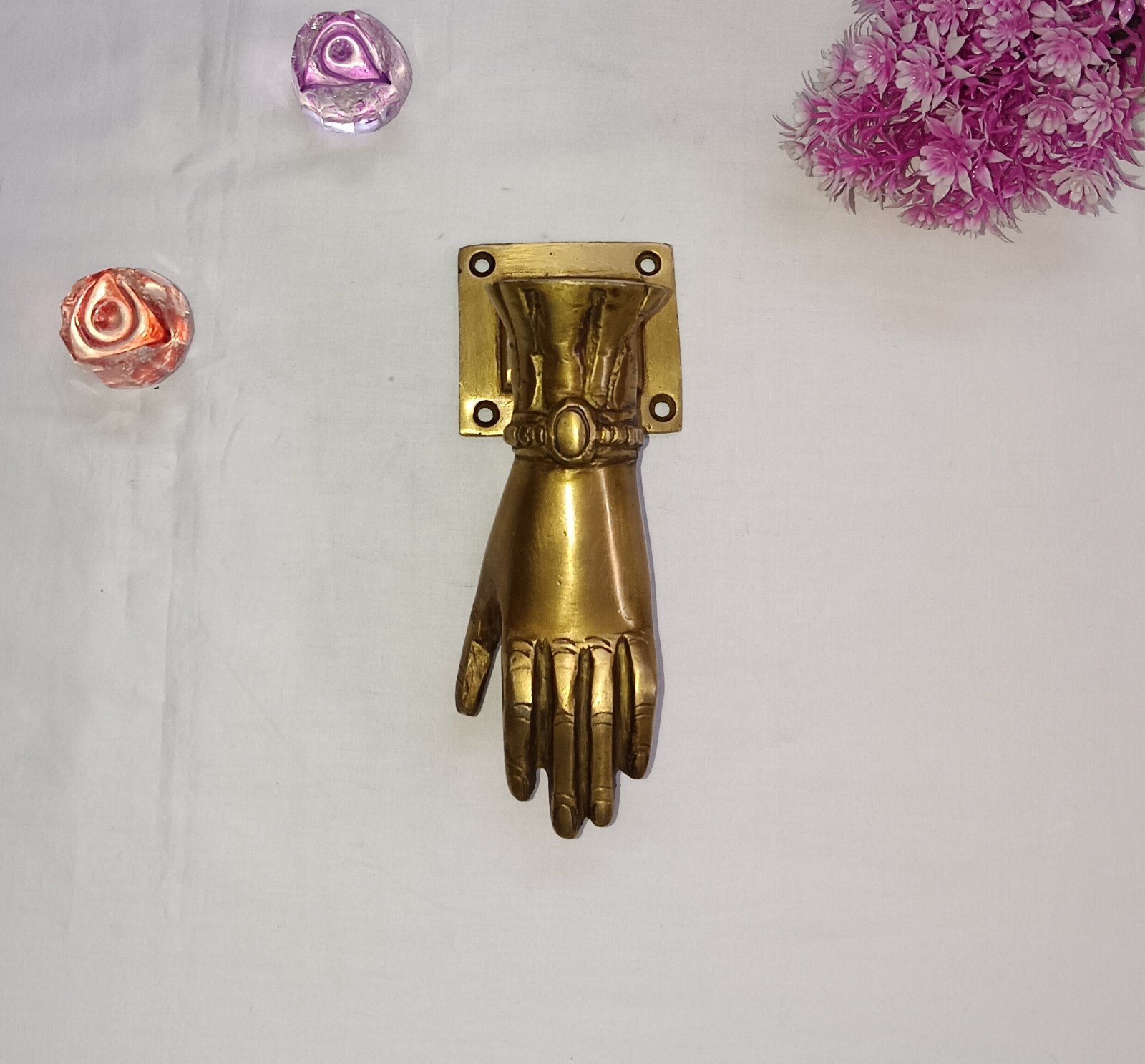 Victorian Hand Themed Door Bell Brass Woman Hand Log House Door Knocker CA936