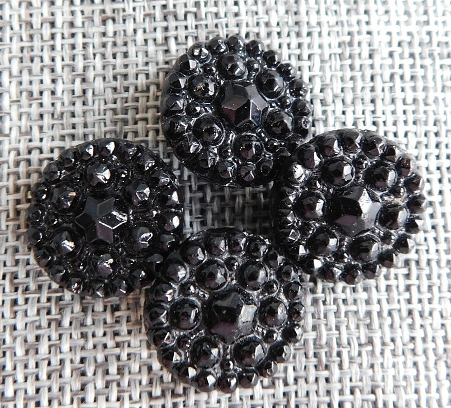 Lot of Antique Vtg Very Old Black Glass Buttons #404-E