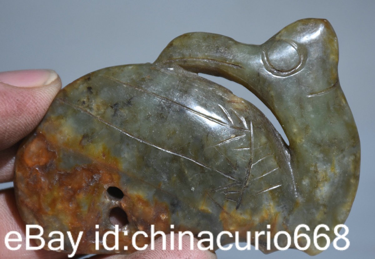3.2″ Old Chinese Hetian Jade Carving Dynasty Palace Pig Dragon Bird Pendant