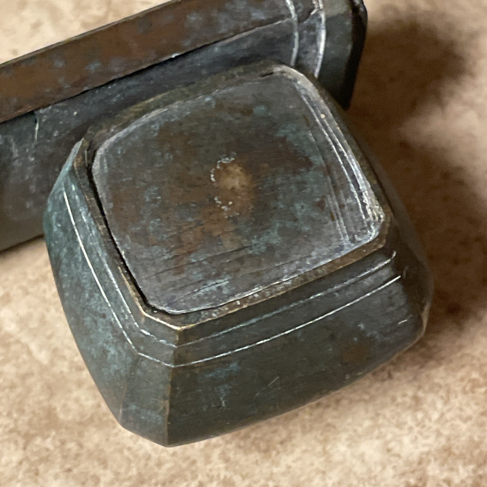 Antique Ottoman ink pot Brass Traveling Scribe Inkwell Quill Box