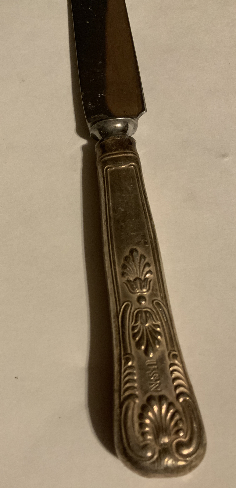 USN U.S. NAVY Kings Pattern Table Dinner Knife WWI WWII WW2 Silverplate Flatware