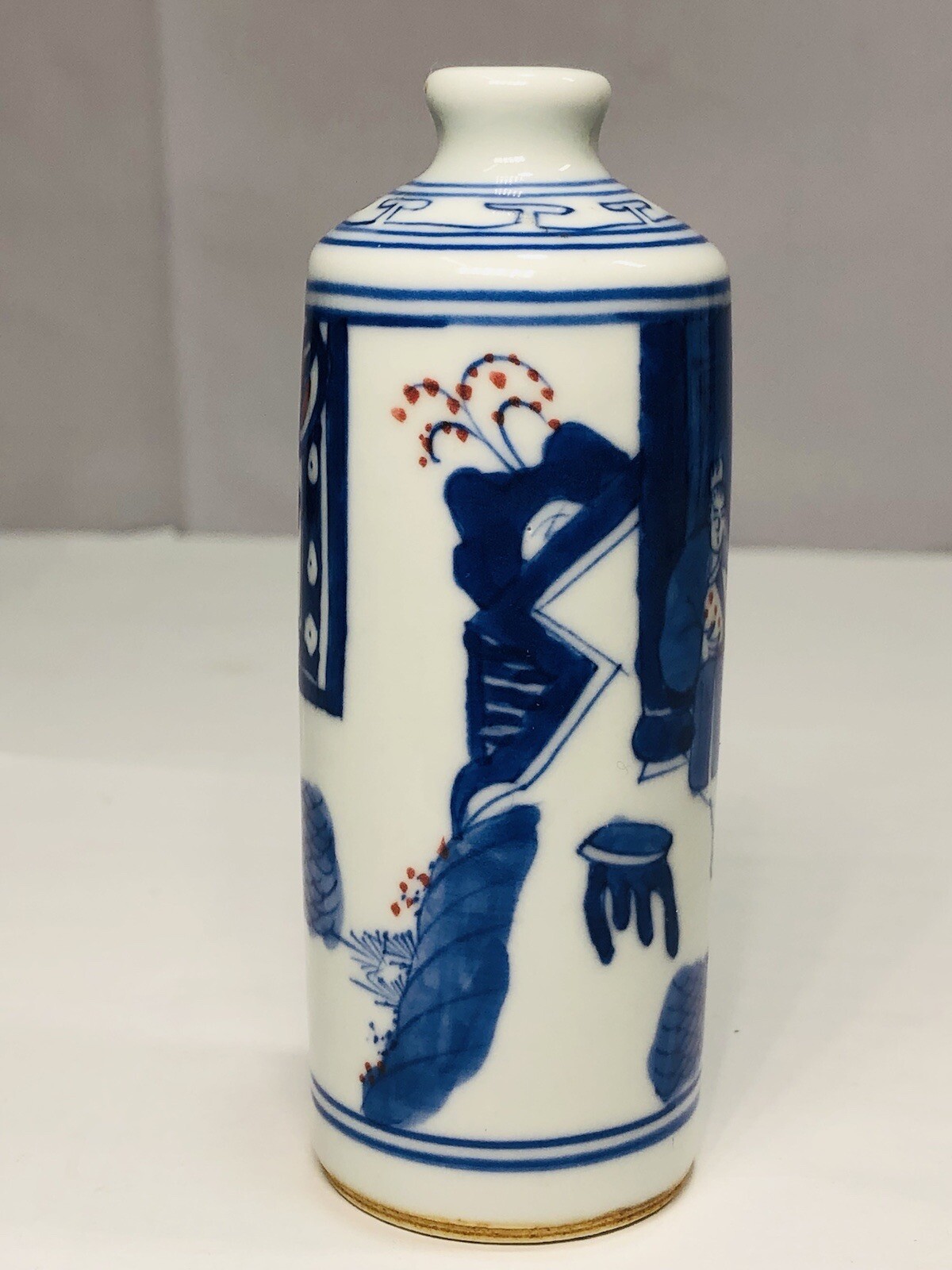 Chinese Qing dynasty blue and white copper red snuff bottle