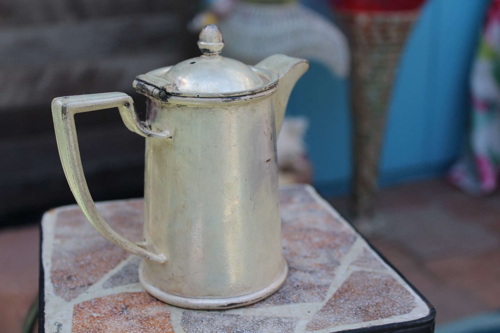Antique / OLD “Gorham Silver E P Soldered 014734 — 8 oz. ” Creamer with Lid