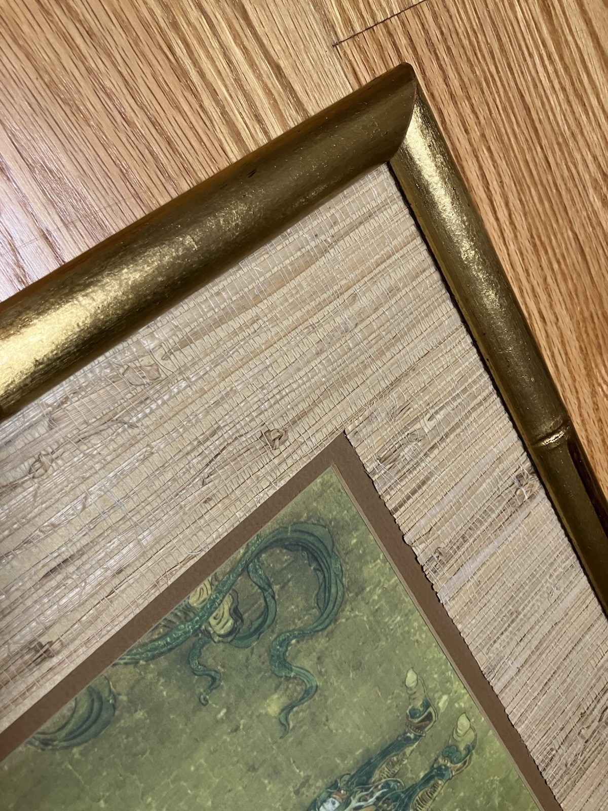 Framed Matted Han Kan “Tartars Bringing a Tribute of Horses” Lithographic Detail